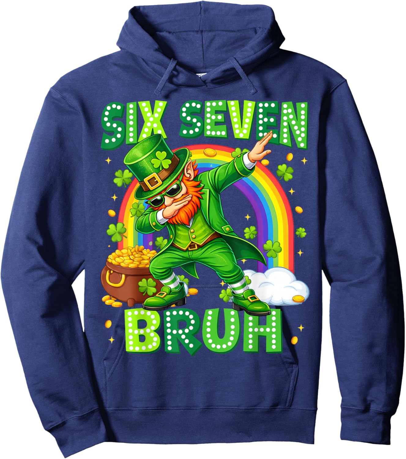 Funny Dabbing Leprechaun Irish St Patrick Men Boy Kid Hoodie - Hoodie | Navy