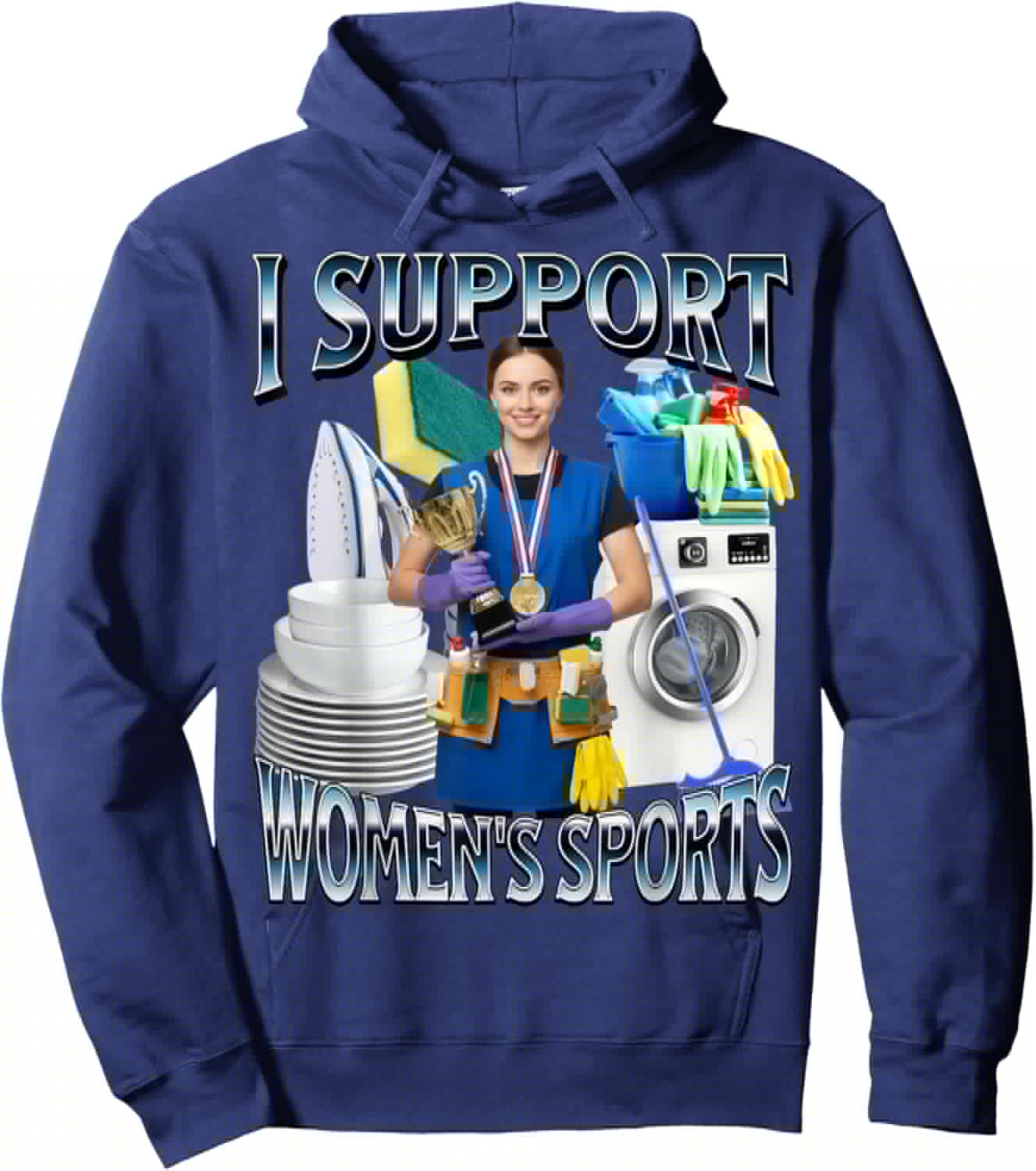 I Support Women's Sports Unwearable Aduld Humor Bootleg Hoodie - Hoodie | Navy