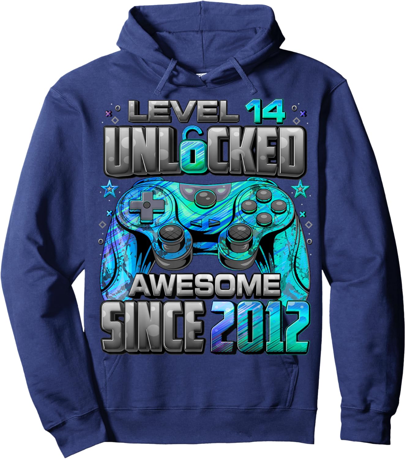 Level 14 Unlocked Awesome Since 2012 14th Birthday Gaming Hoodie - Hoodie | Navy