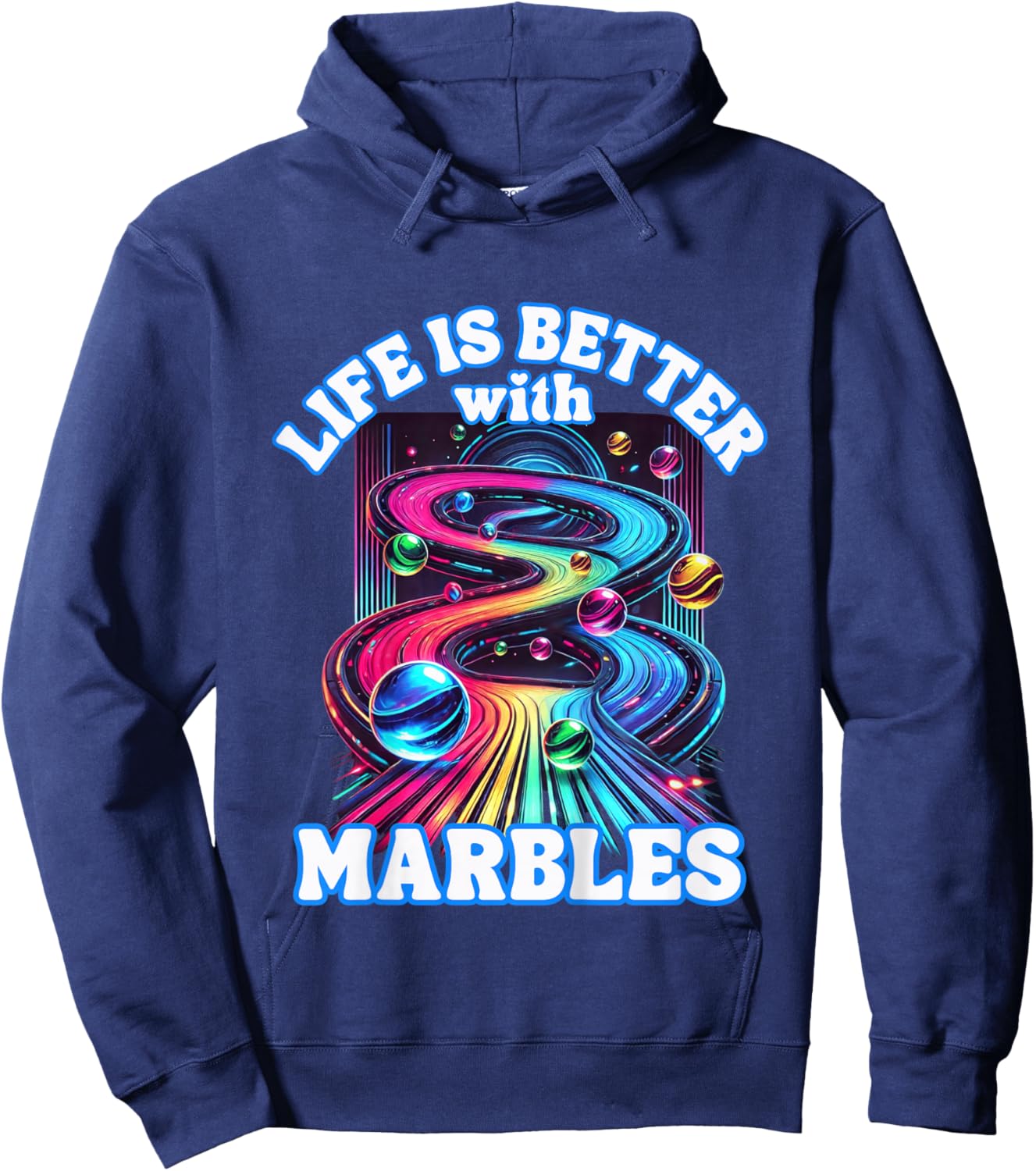 Marble Racing Track Marble Race Game Playing Marbles Expert Hoodie - Hoodie | Navy