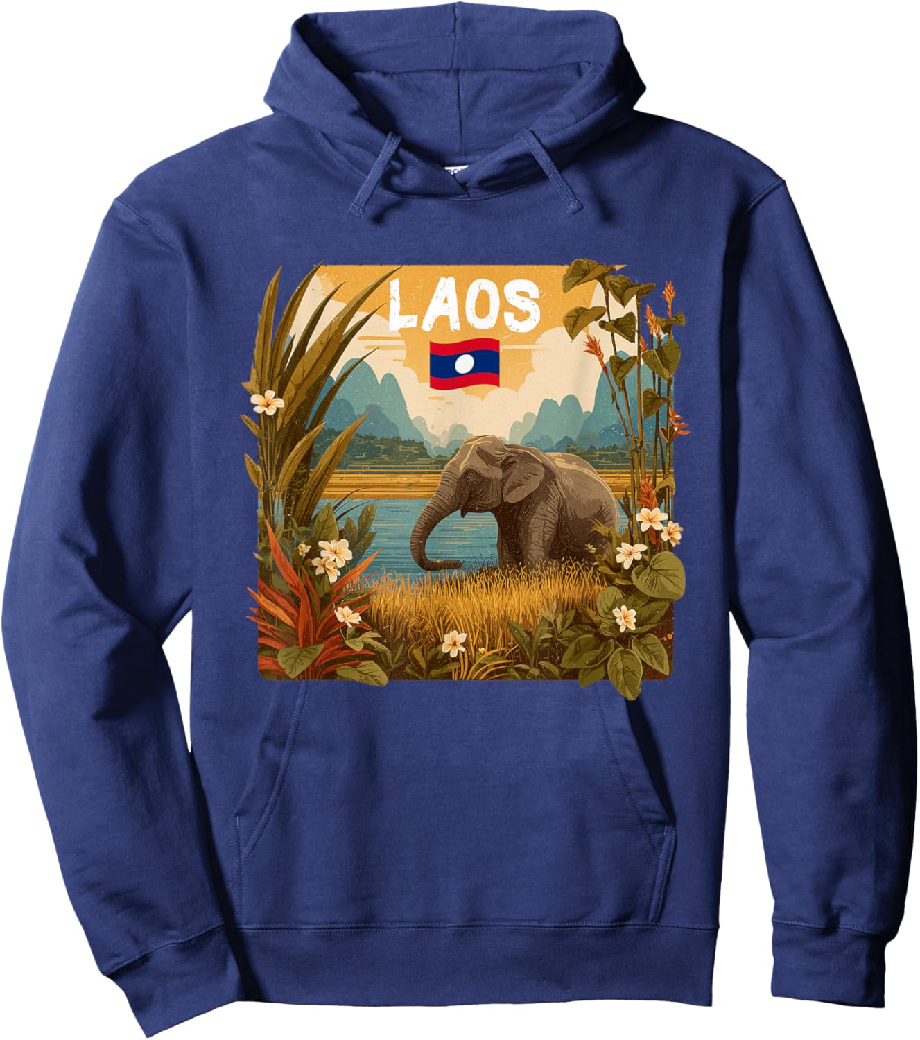 Pretty Elephant Costume with Laos Nature Costume Hoodie - Hoodie | Navy