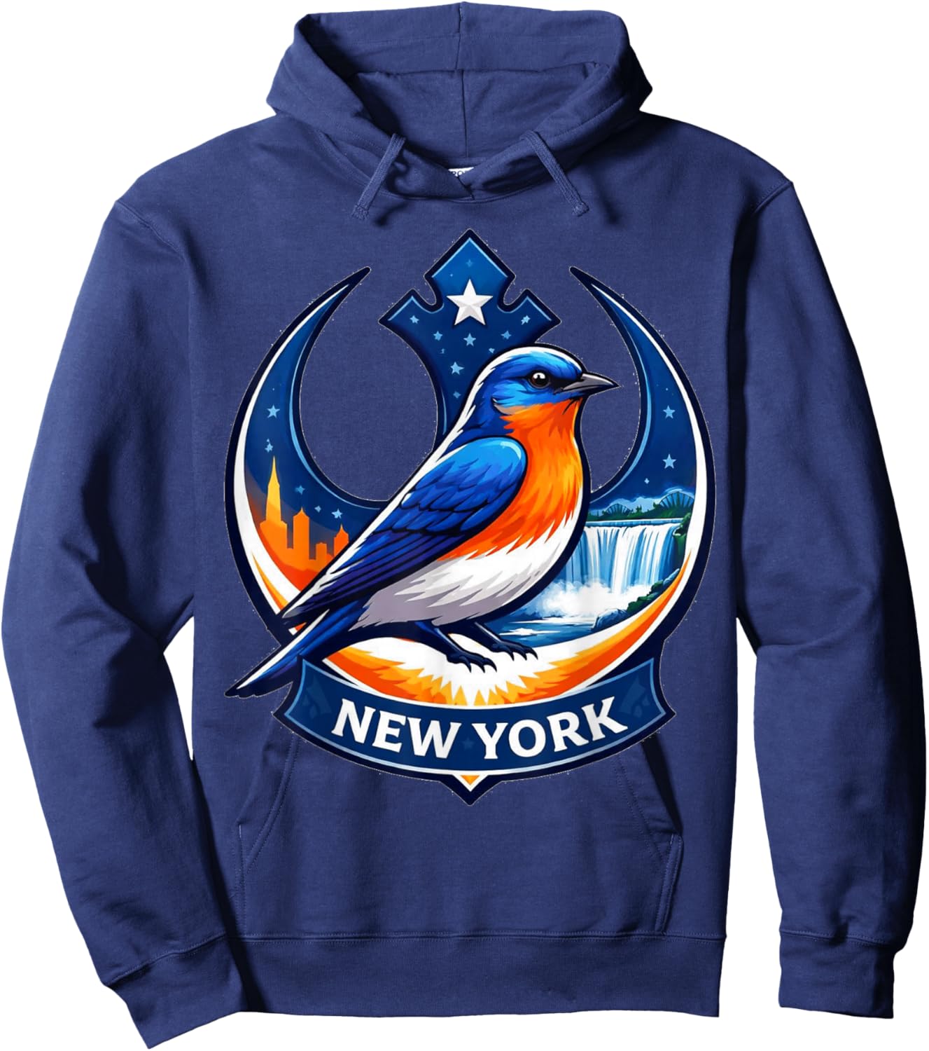 New York State Bird Resistance Bluebird NY Resist Protest Hoodie - Hoodie | Navy