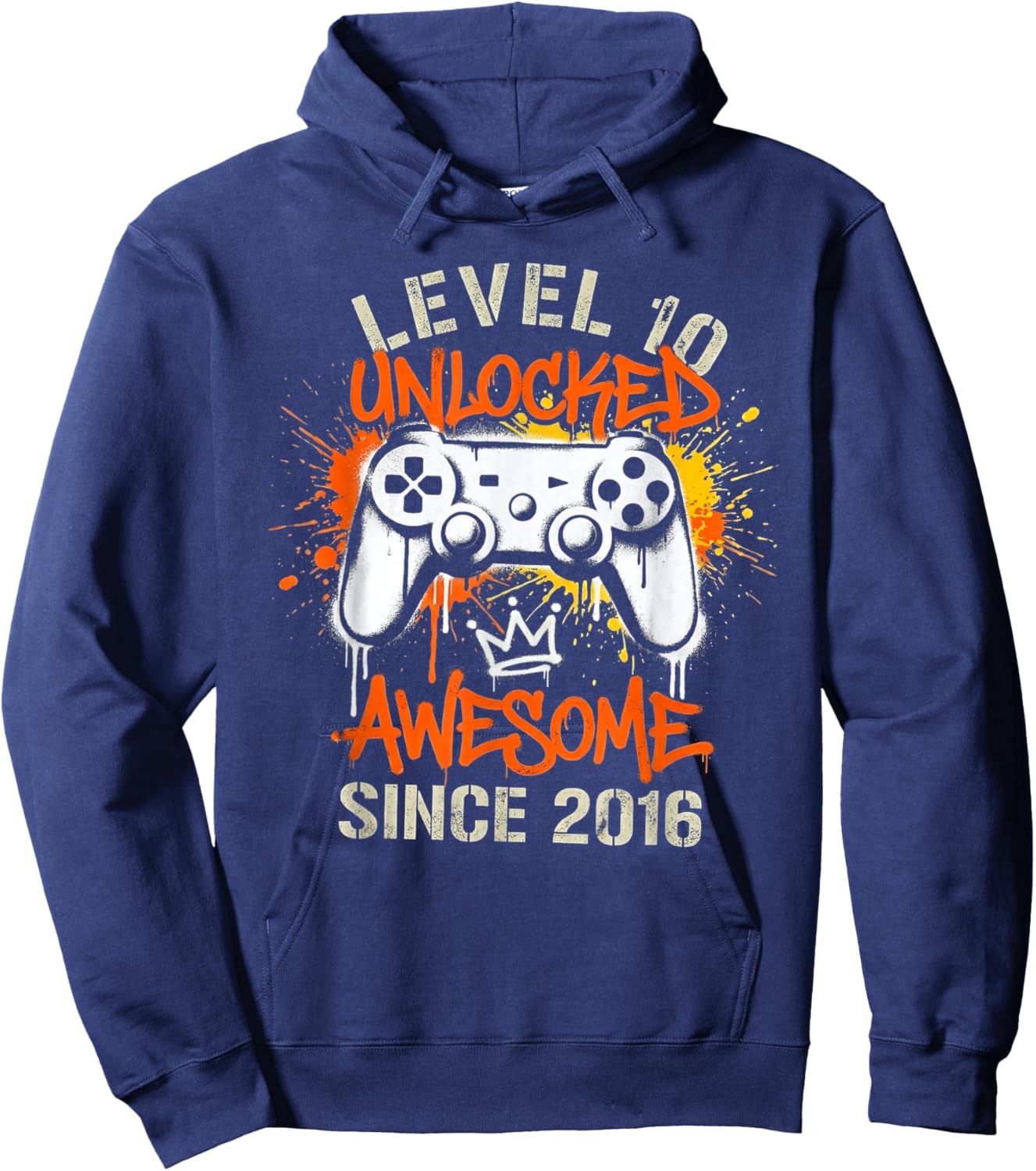 10 Year Old Boy Level 10 Unlocked Awesome 2016 Birthday Hoodie - Hoodie | Navy