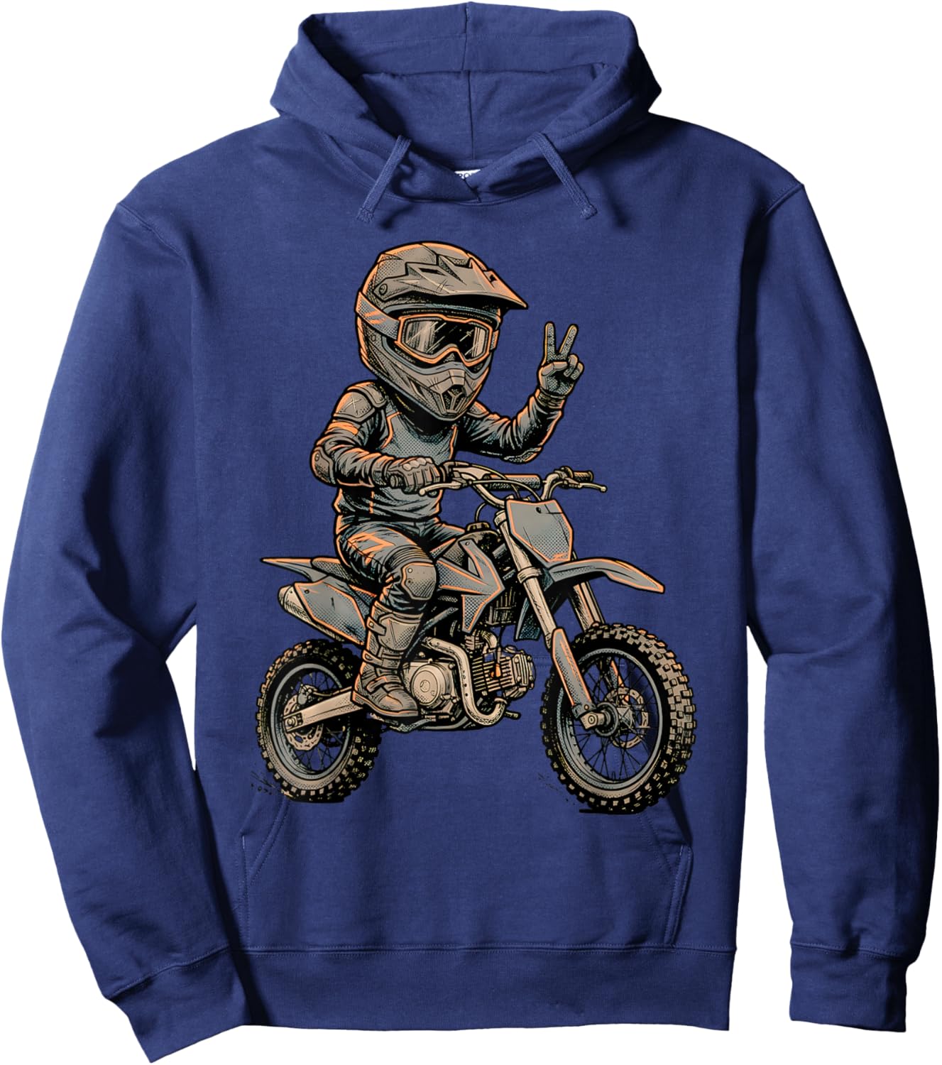 Dirt Bike Art Rider Motocross Motorcycle Dirtbike Boys Kids Hoodie - Hoodie | Navy