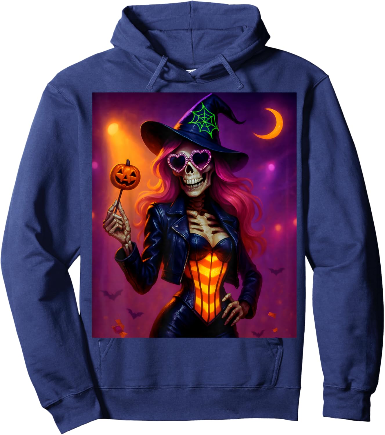 Skeleton Witch Halloween Hoodie - Hoodie | Navy