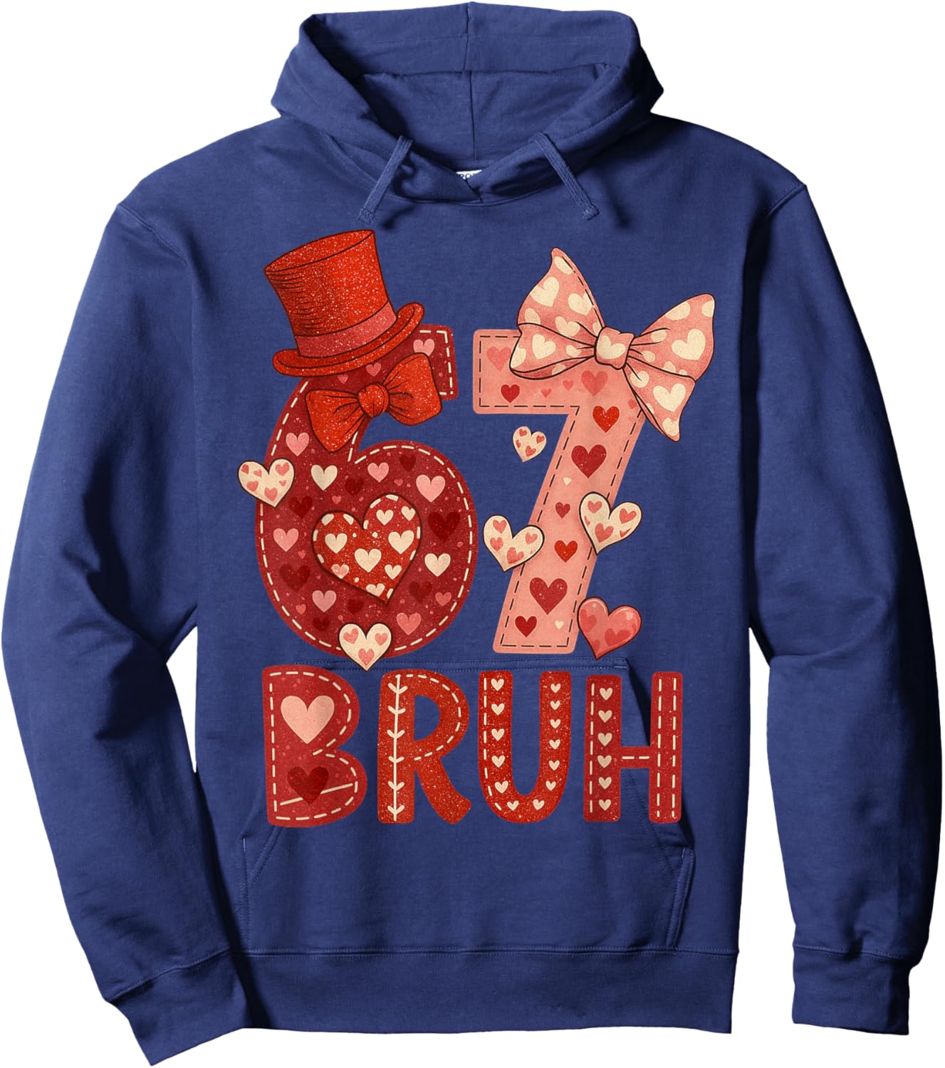 Six Seven 6 7 Valentine Bruh Kids Boys Girls Valentine Meme Hoodie - Hoodie | Navy
