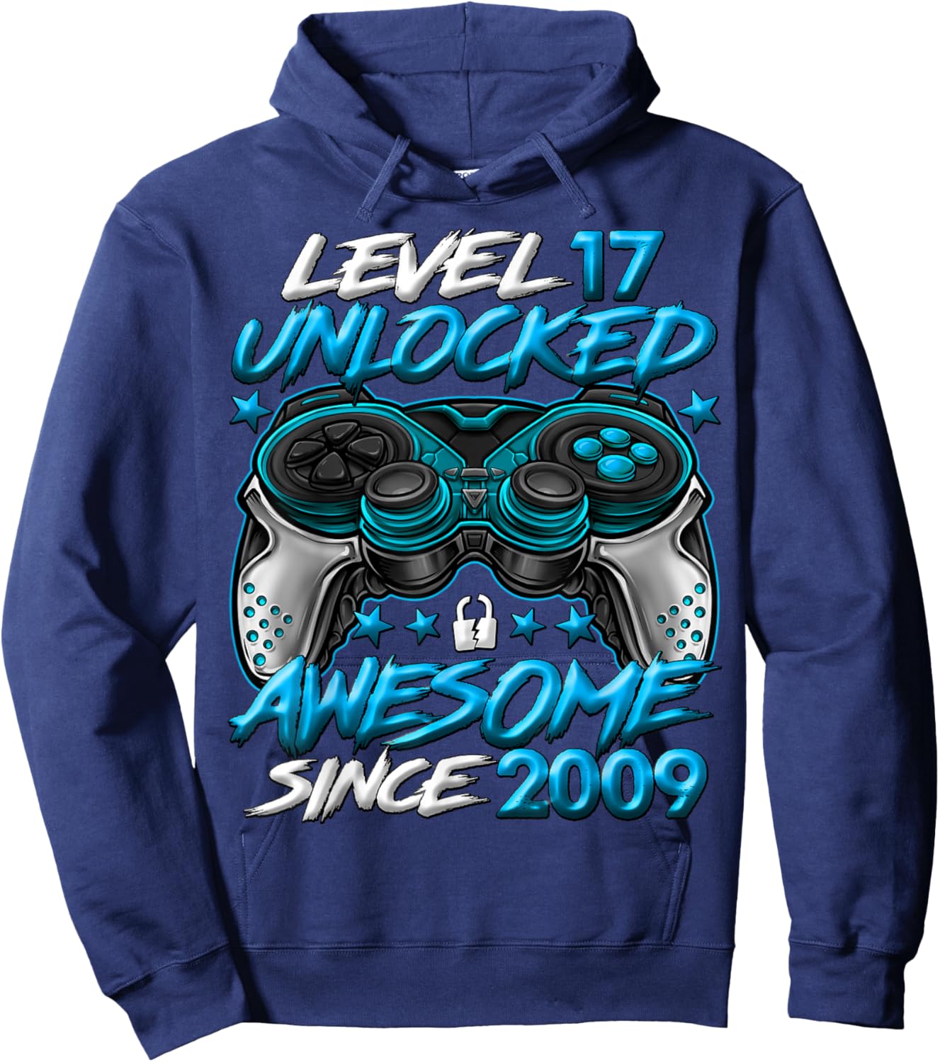 Level 17 Unlocked 17 Year Old Gifts Boys 17th Birthday Boy Hoodie - Hoodie | Navy