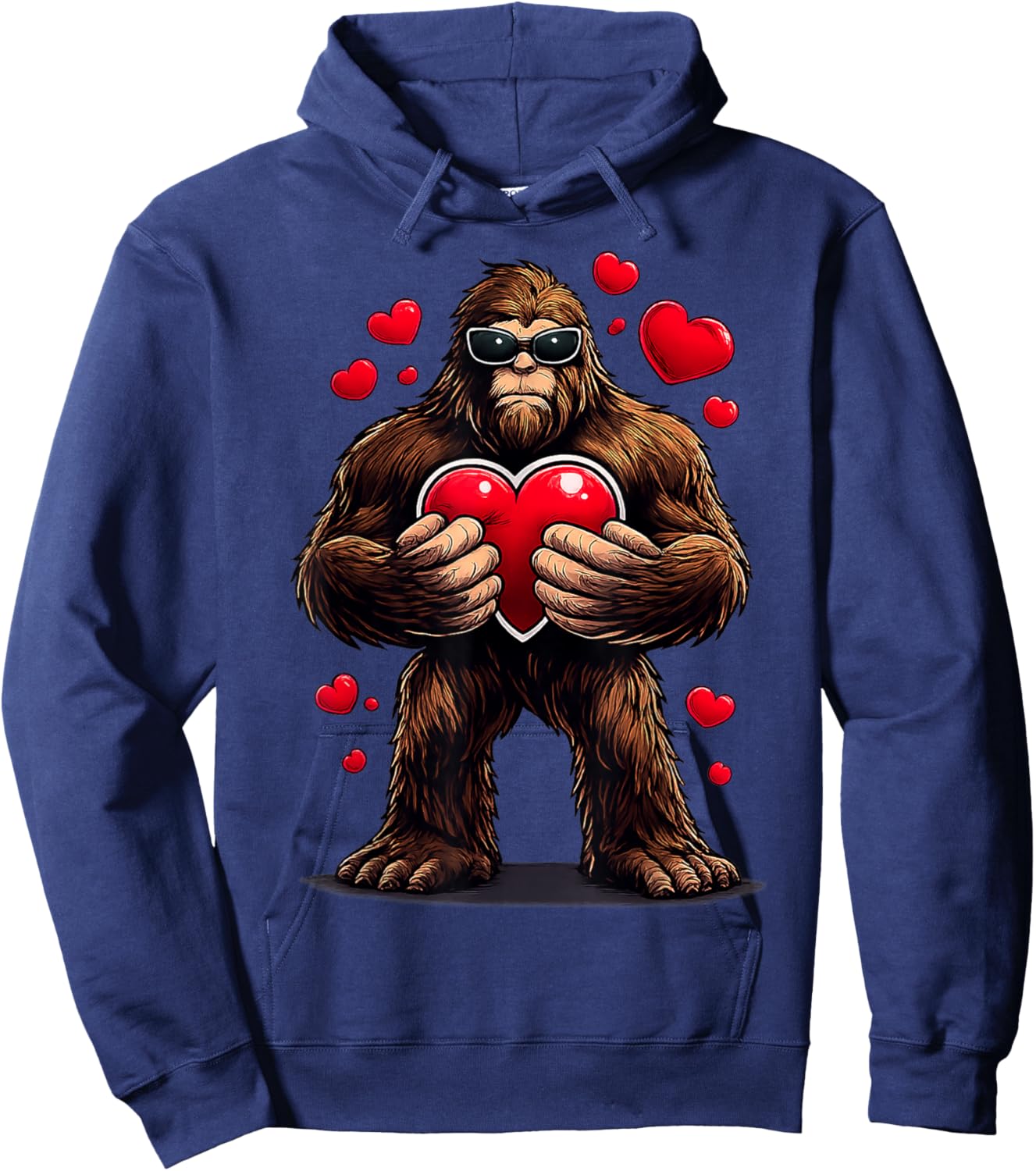 Cool Bigfoot Holding Heart Funny Valentine Gifts Men Women Hoodie - Hoodie | Navy