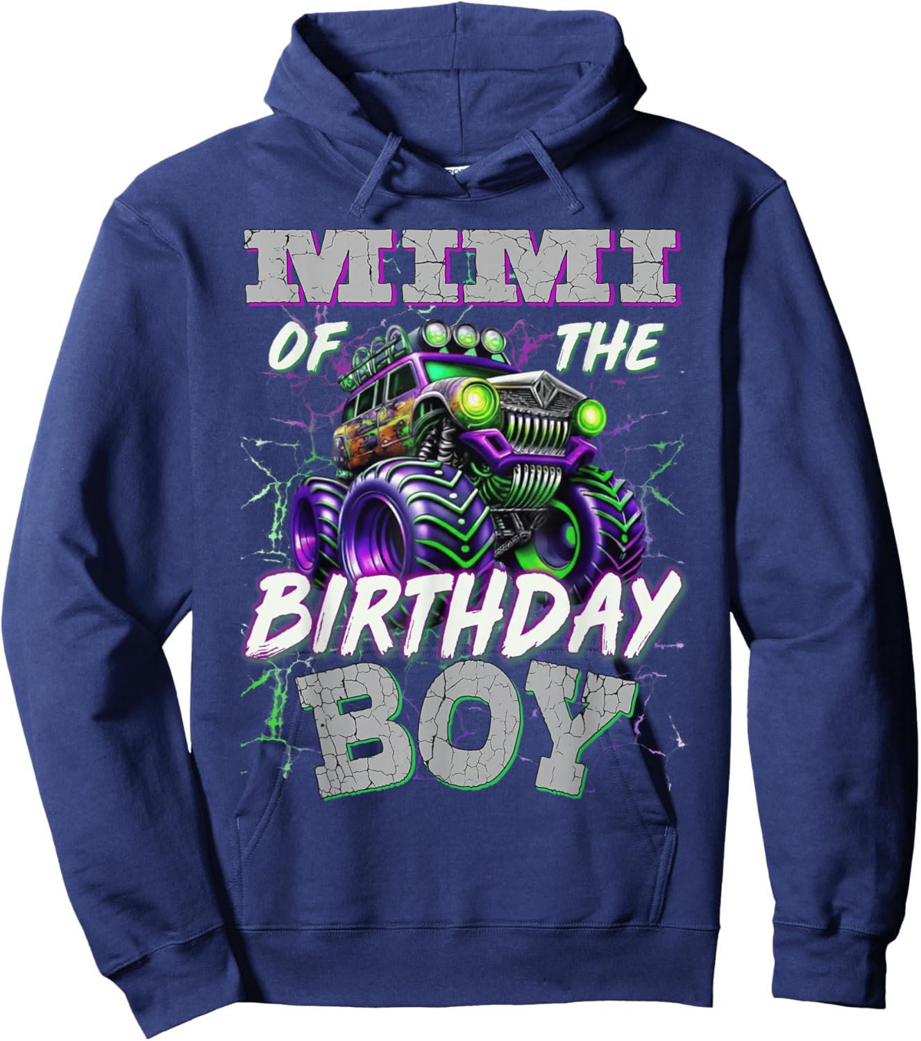 Mimi of Birthday Boy Monster Truck Family Matching Hoodie - Hoodie | Navy