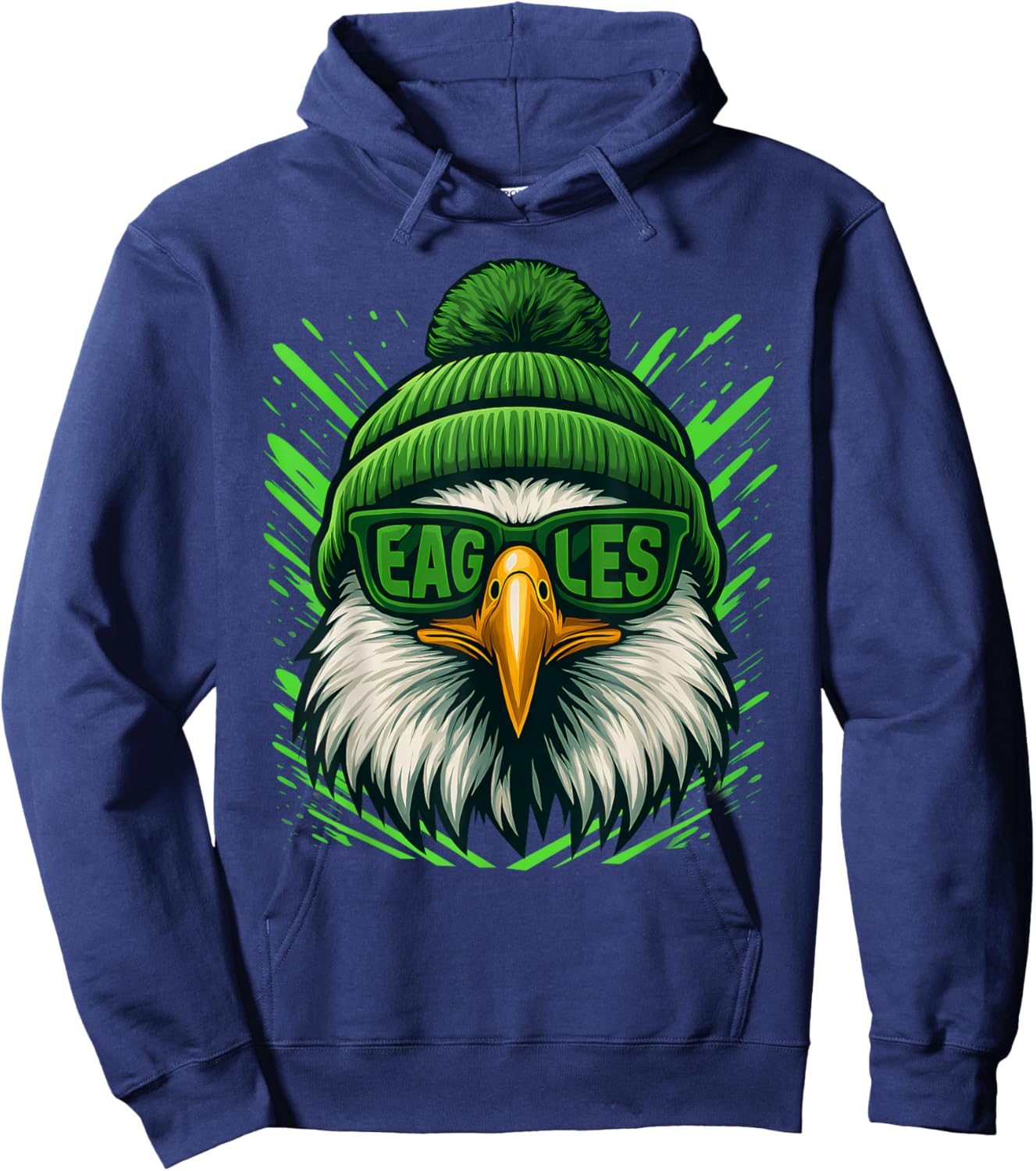 Funny Retro Eagle with Sunglasses Cool Women Kids Hoodie - Hoodie | Navy