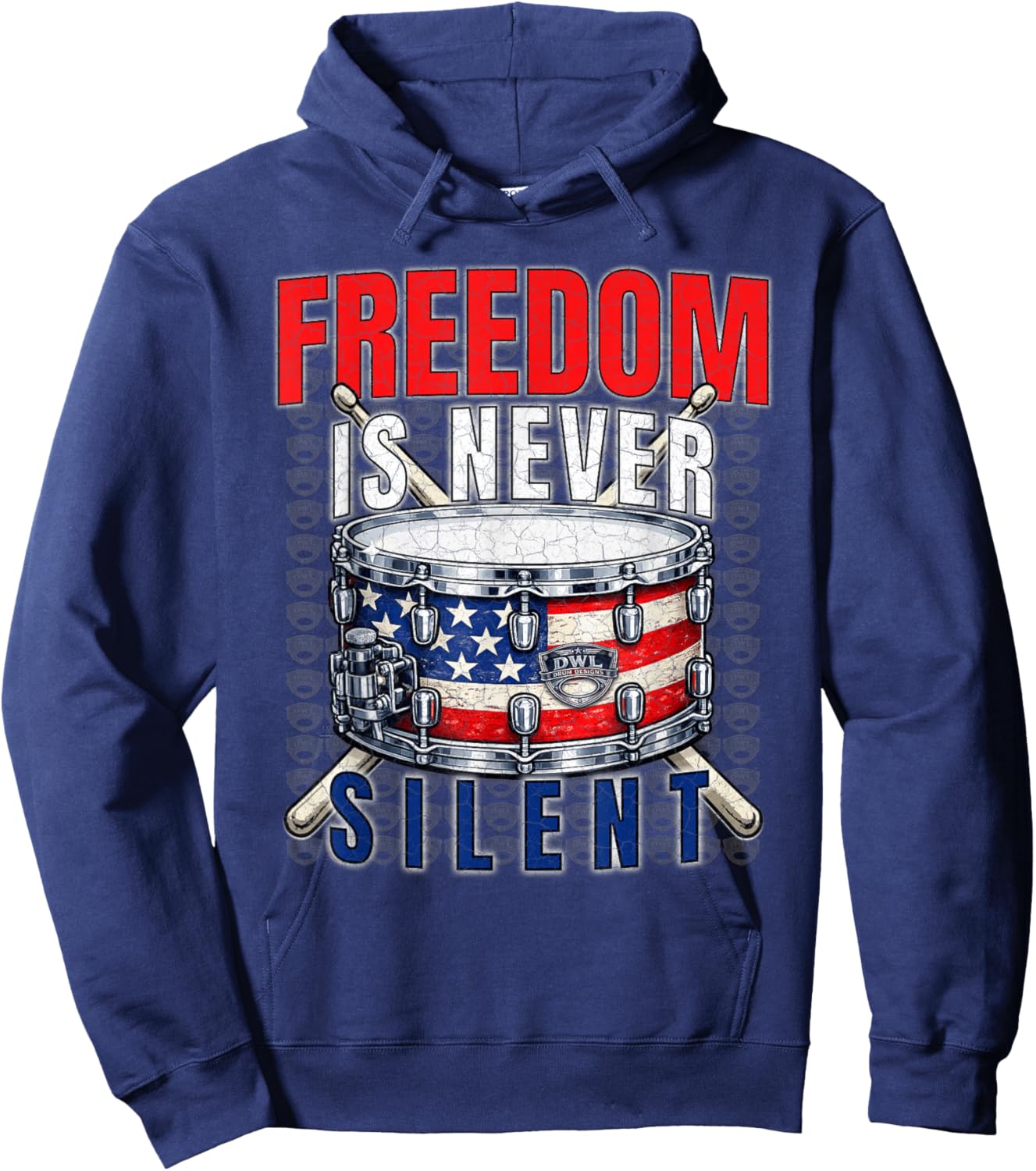 Patriotic Drummer USA Snare Drum American Flag Gift Design Hoodie - Hoodie | Navy