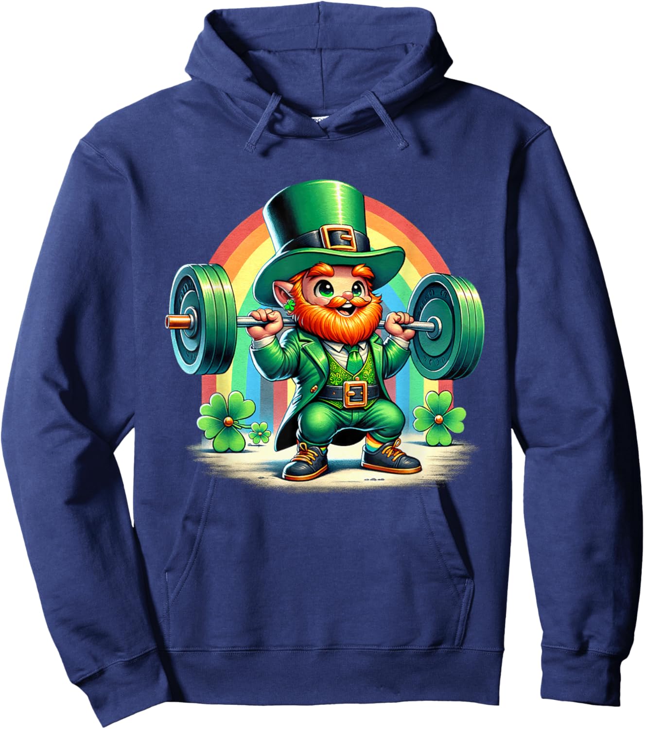 Leprechaun Weightlifting Deadlift Fitness Gym Patricks Day Hoodie - Hoodie | Navy