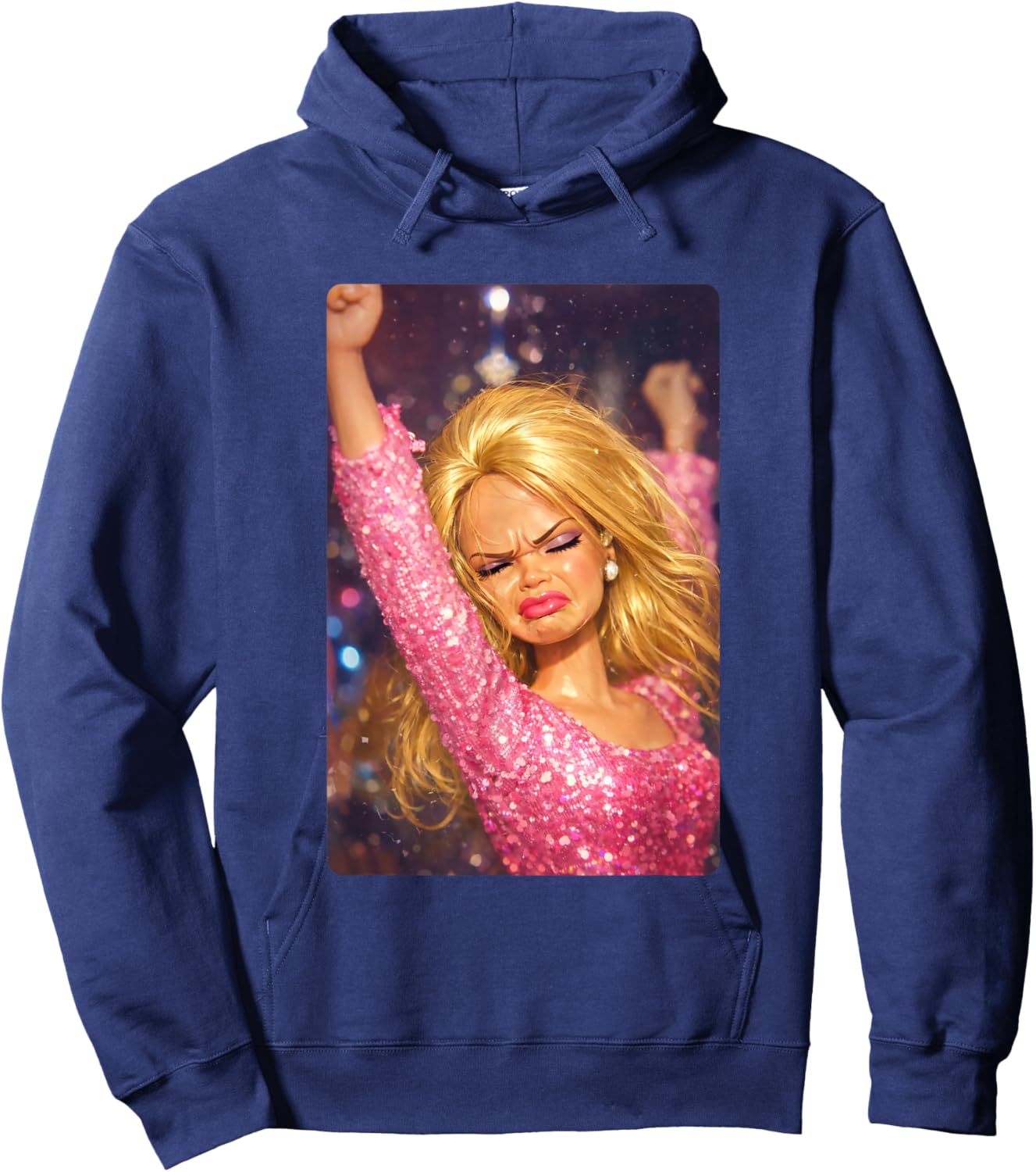 Funny Doll Face Meme Hilarious Doll Dance Night Club Disco Hoodie - Hoodie | Navy