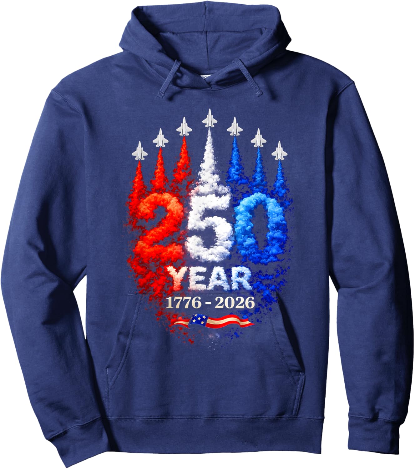 250 Years American 1776 2026 250th USA Patriotic 4th of July Hoodie - Hoodie | Navy