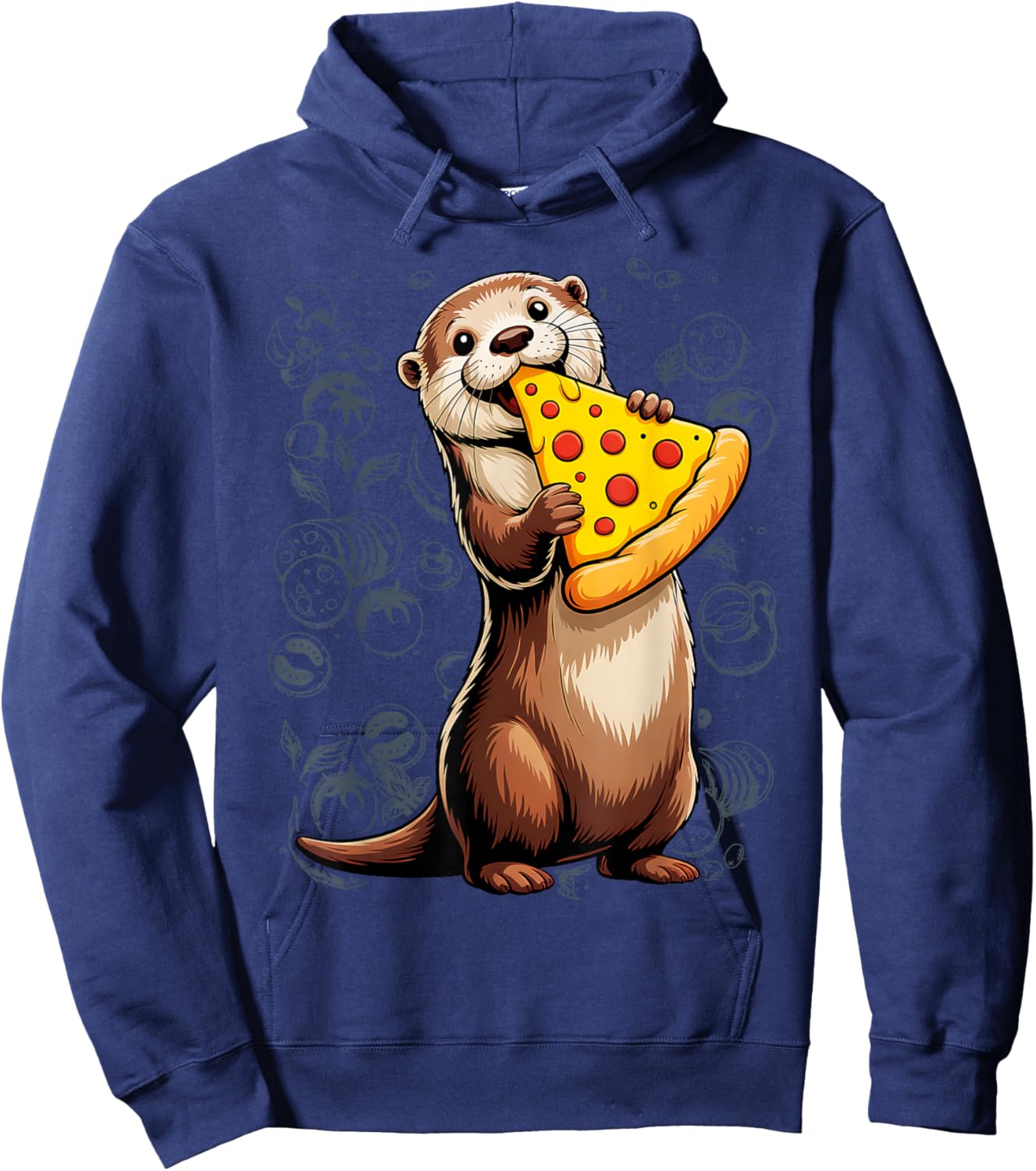 Sea Otter Eating Pizza Funny Animal Snack Food Lover Hoodie - Hoodie | Navy