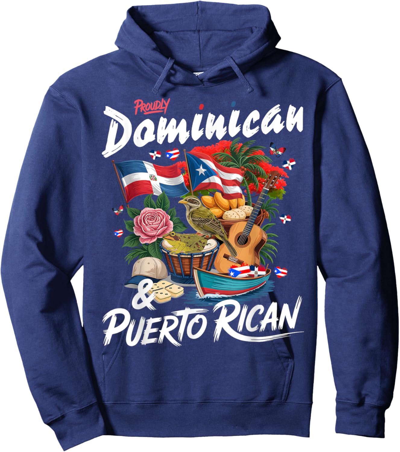 Puerto Rican & Dominican Flag Idea for Kids Dominican Roots Hoodie - Hoodie | Navy