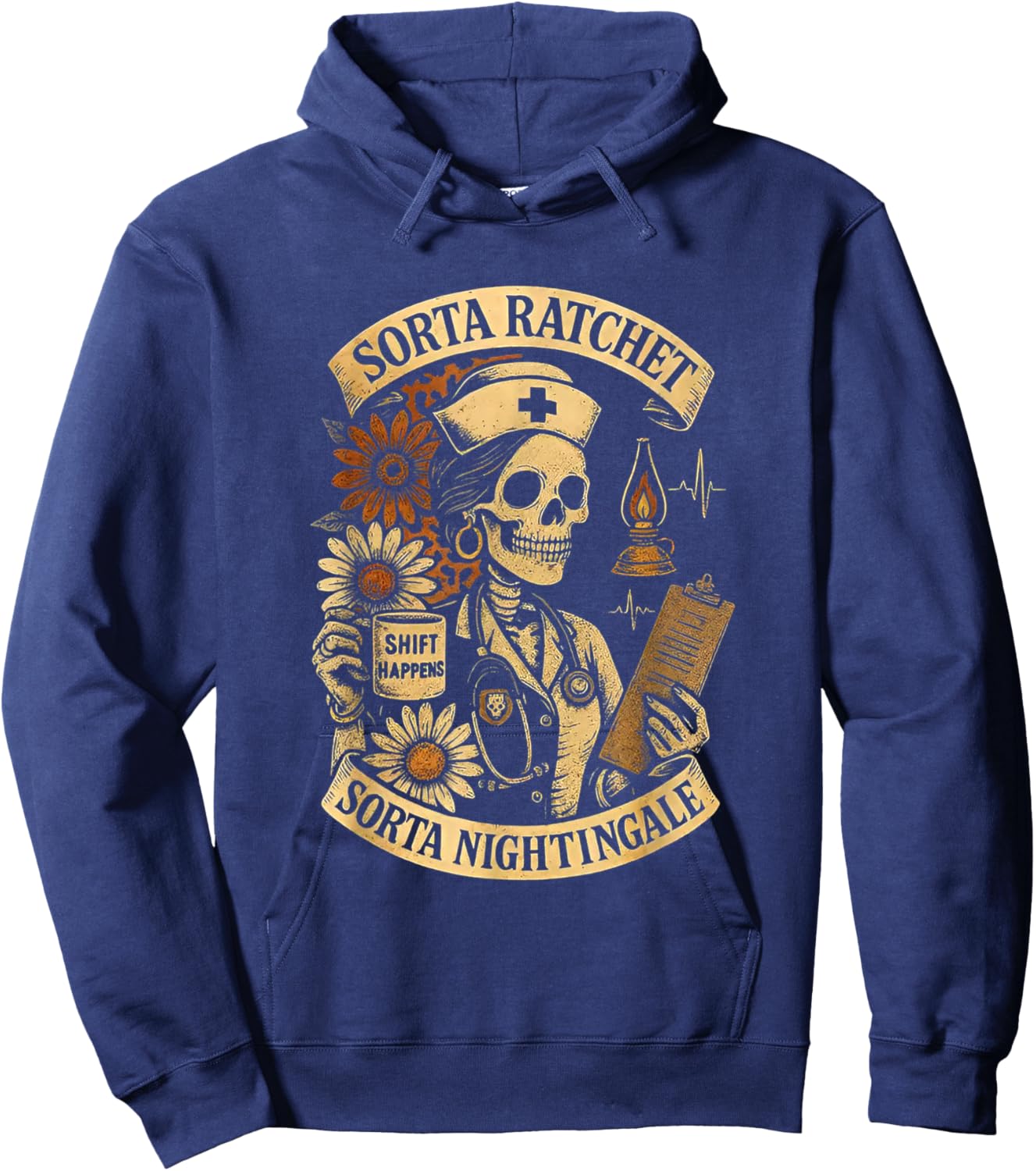 Sorta Ratchet Sorta Nightingale Skeleton Nurse Halloween Hoodie - Hoodie | Navy