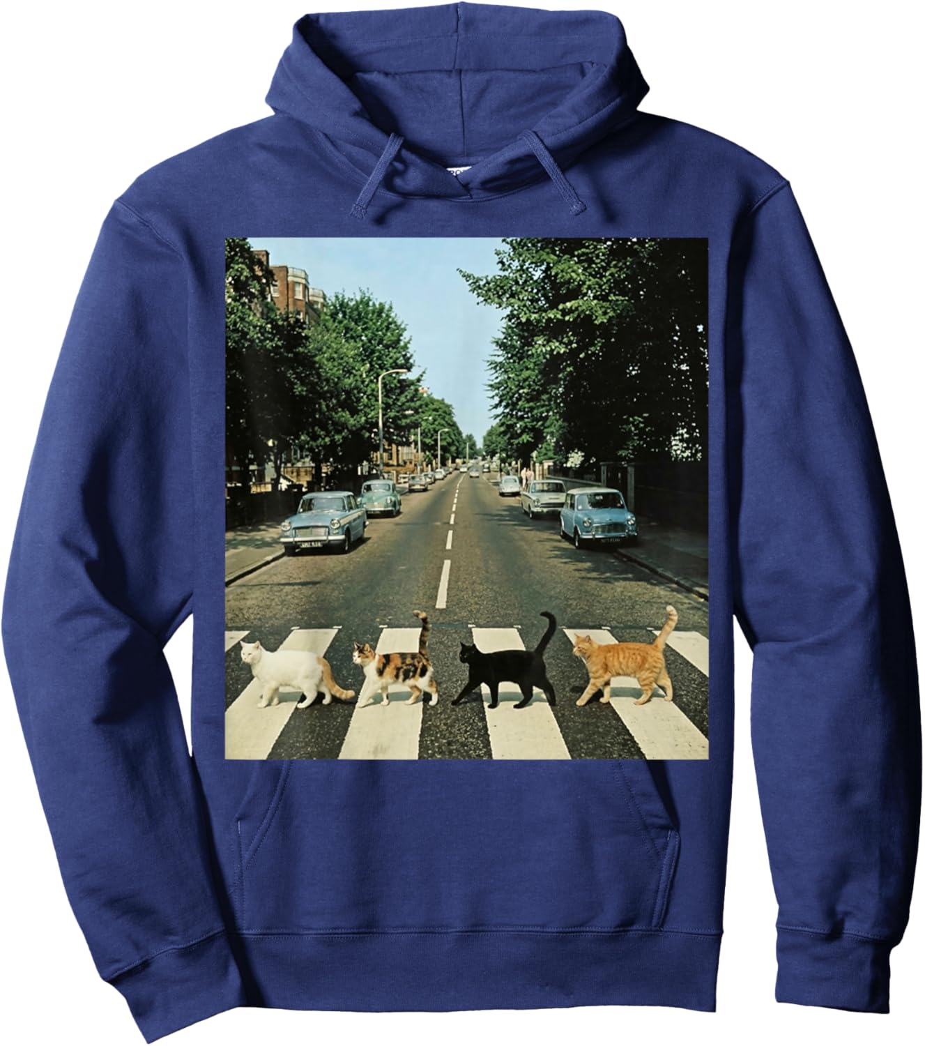 Road to Abbey Cats Parody Funny Cat Mom Cat Lover Hoodie - Hoodie | Navy