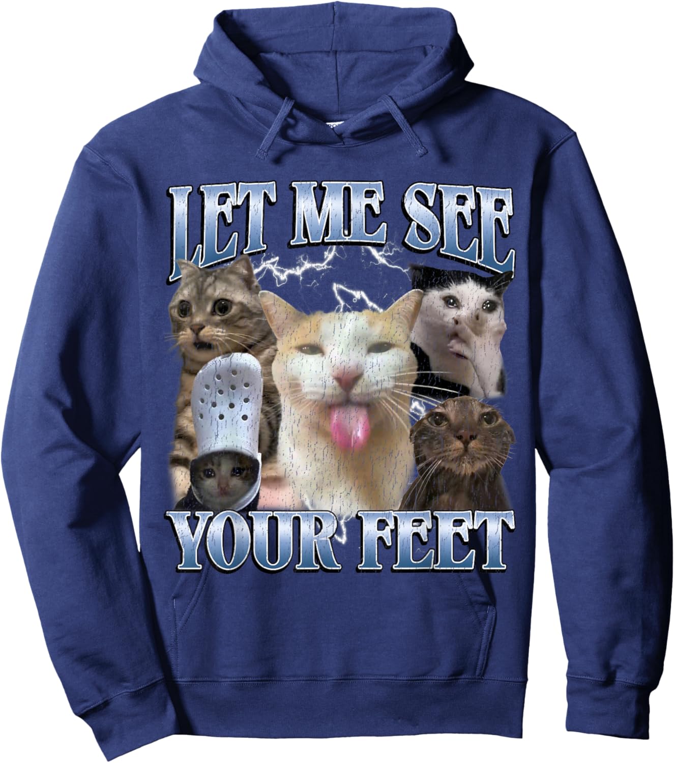 Let Me See Your Feet Funny Offensive Cat Meme Bootleg Hoodie - Hoodie | Navy