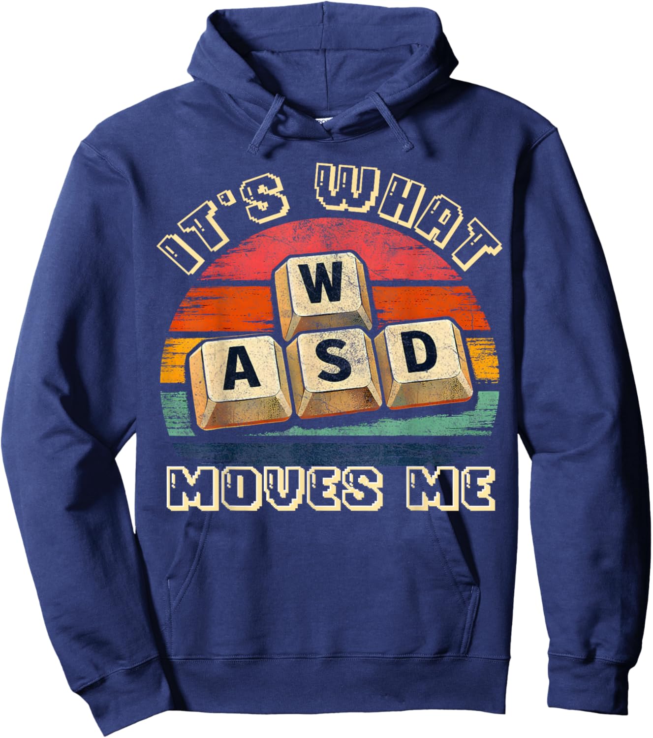 Vintage WASD Its What Moves Me Retro Sunset PC Gamer Hoodie - Hoodie | Navy