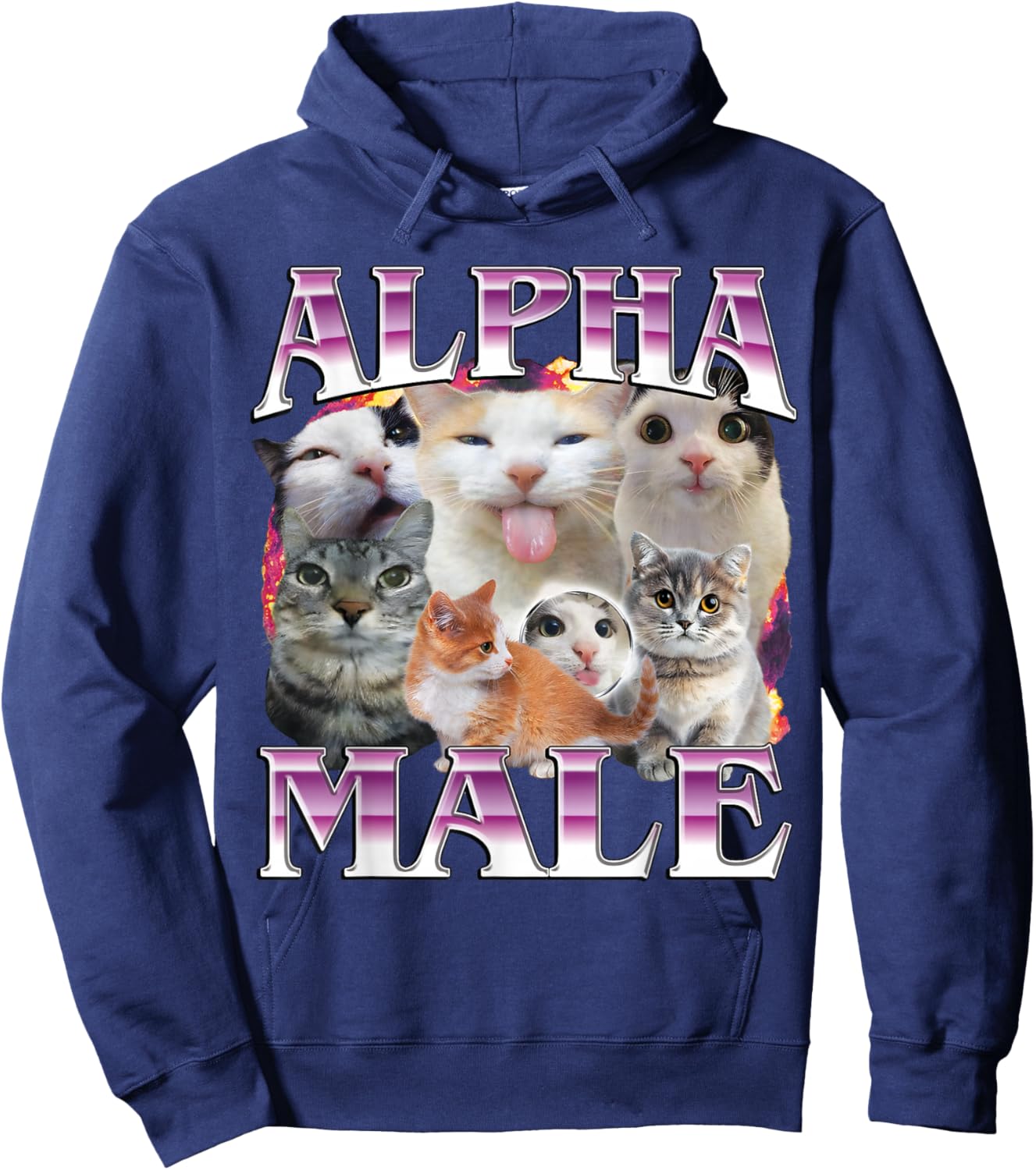Funny Alpha Male Cat Shirt, Hilarious Cat Meme Cat Lovers Hoodie - Hoodie | Navy