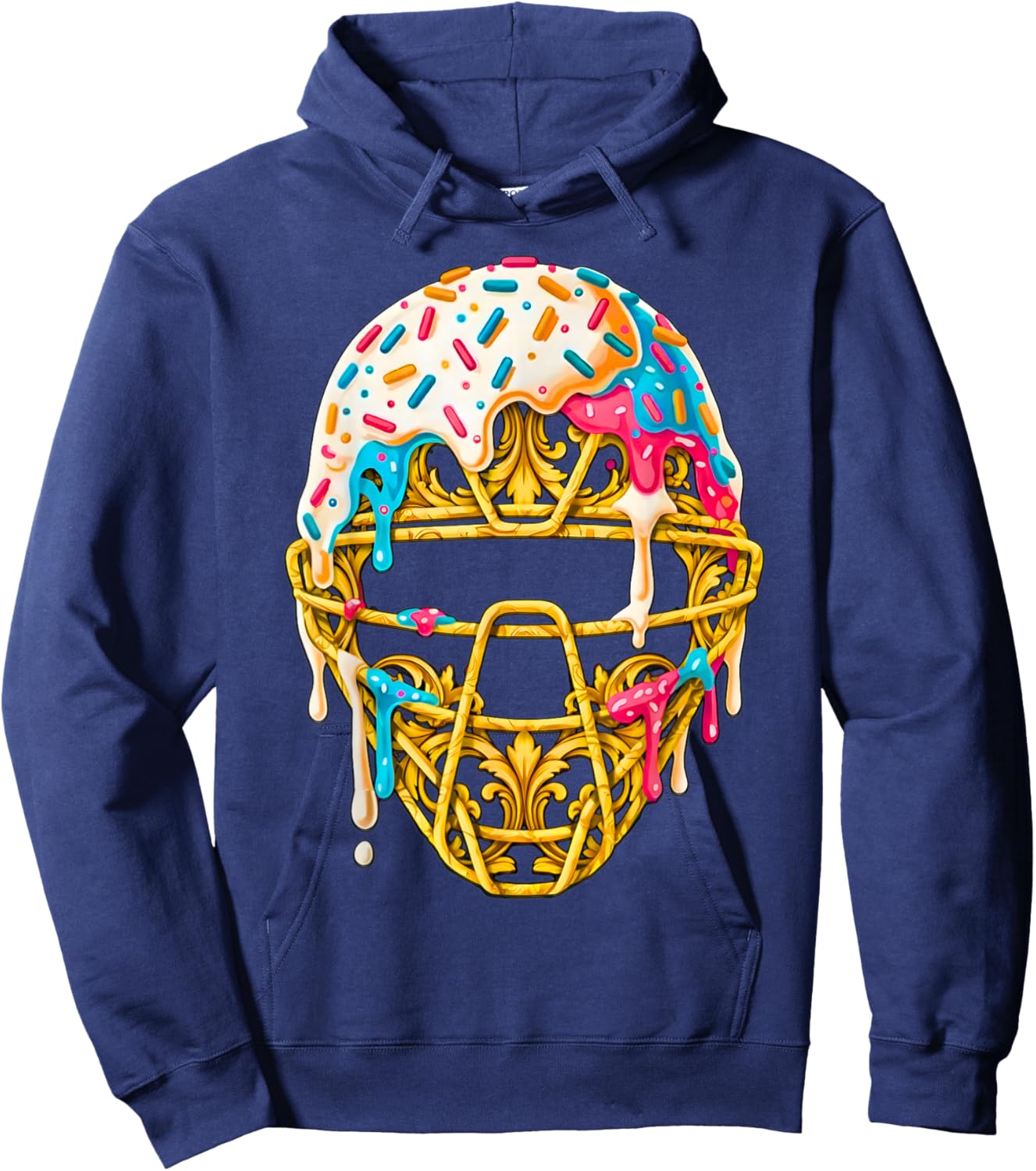Baseball Drip for Boys Ice Cream Drip Youth Boys Catcher's Hoodie - Hoodie | Navy