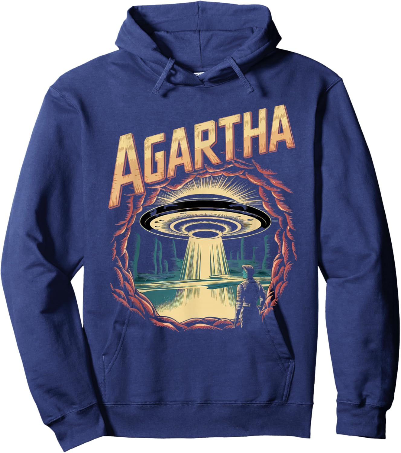 Agartha City UFO Conspiracy Theory Sci Fi Gaming Hoodie - Hoodie | Navy