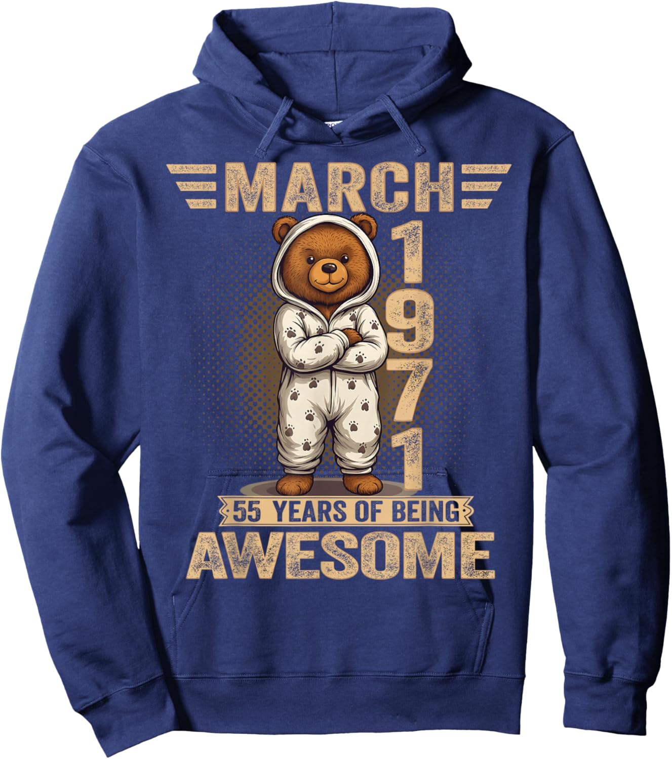 55 Year Old March 1971 Teddy Bear 55th Birthday Women Hoodie - Hoodie | Navy