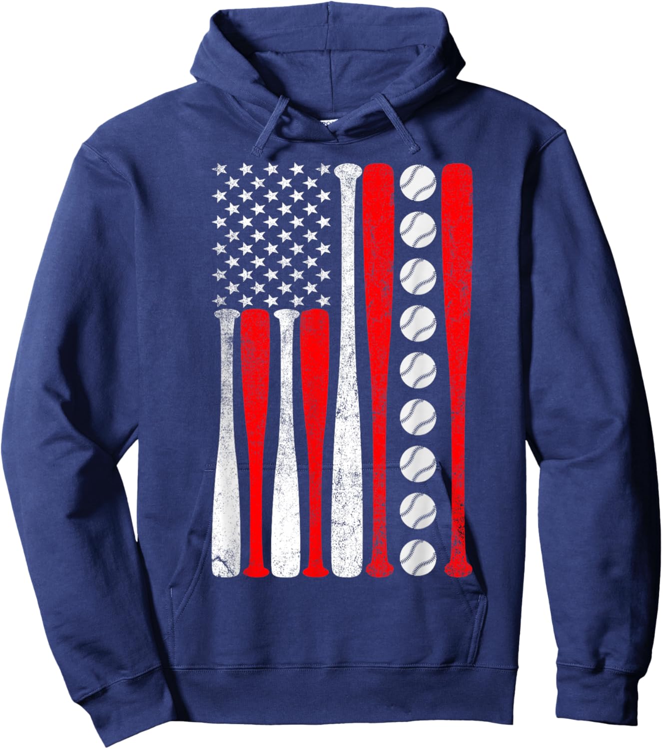 Baseball USA Flag Baseball Lover Baseball dad Hoodie - Hoodie | Navy