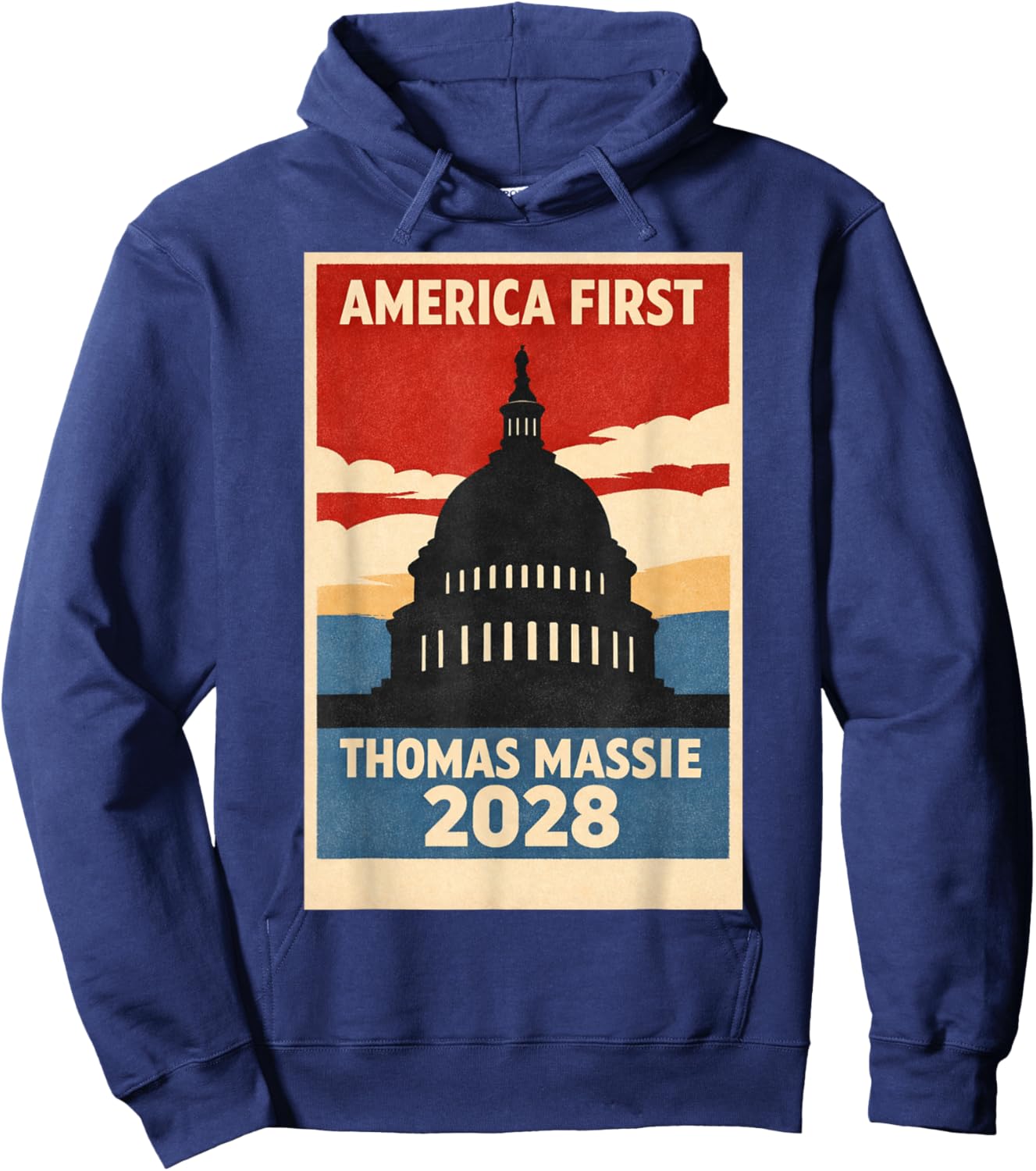 Pon Paul Thomas Massie Election 2028 President America First Hoodie - Hoodie | Navy