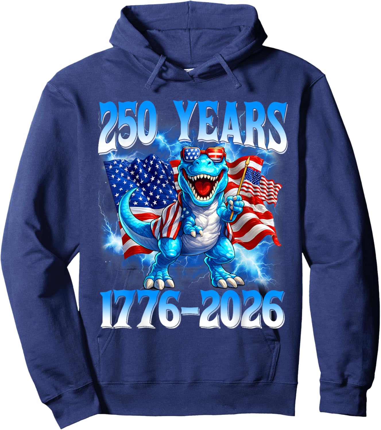 250 Years American 1776 2026 250th Toddler Boys 4th of July Hoodie - Hoodie | Navy