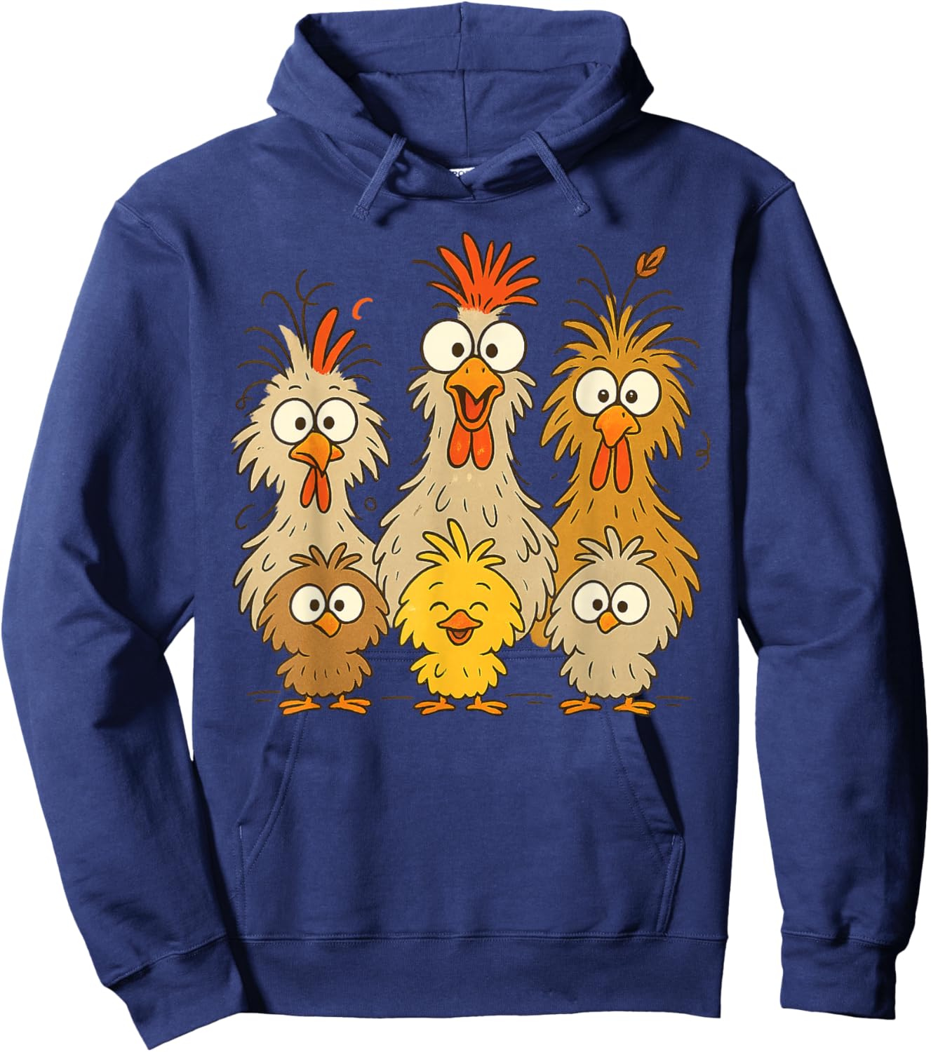 Colorful Funny Eagerlys Chicken Art Crazy Chickens Hens Hoodie - Hoodie | Navy
