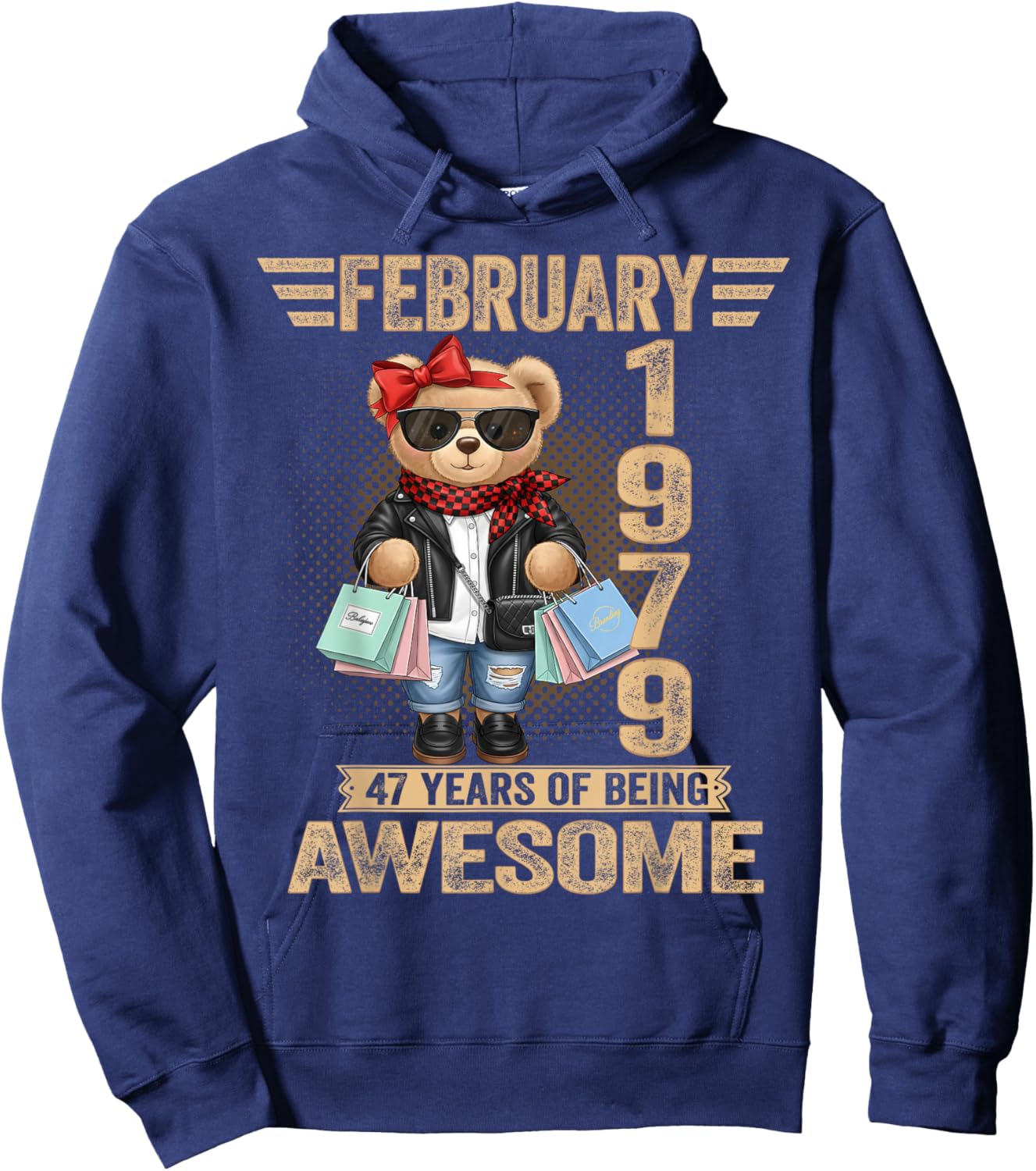 47 Year Old February 1979 Teddy Bear 47th Birthday Women Hoodie - Hoodie | Navy