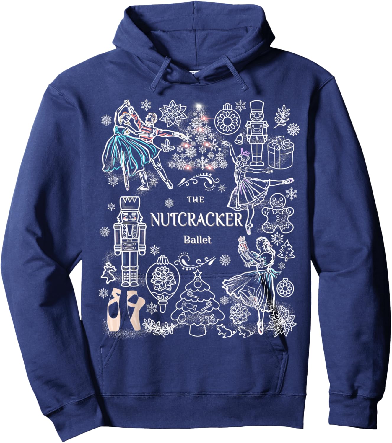 The Nutcracker Ballet Clara Christmas Tree Holiday Dance Hoodie - Hoodie | Navy