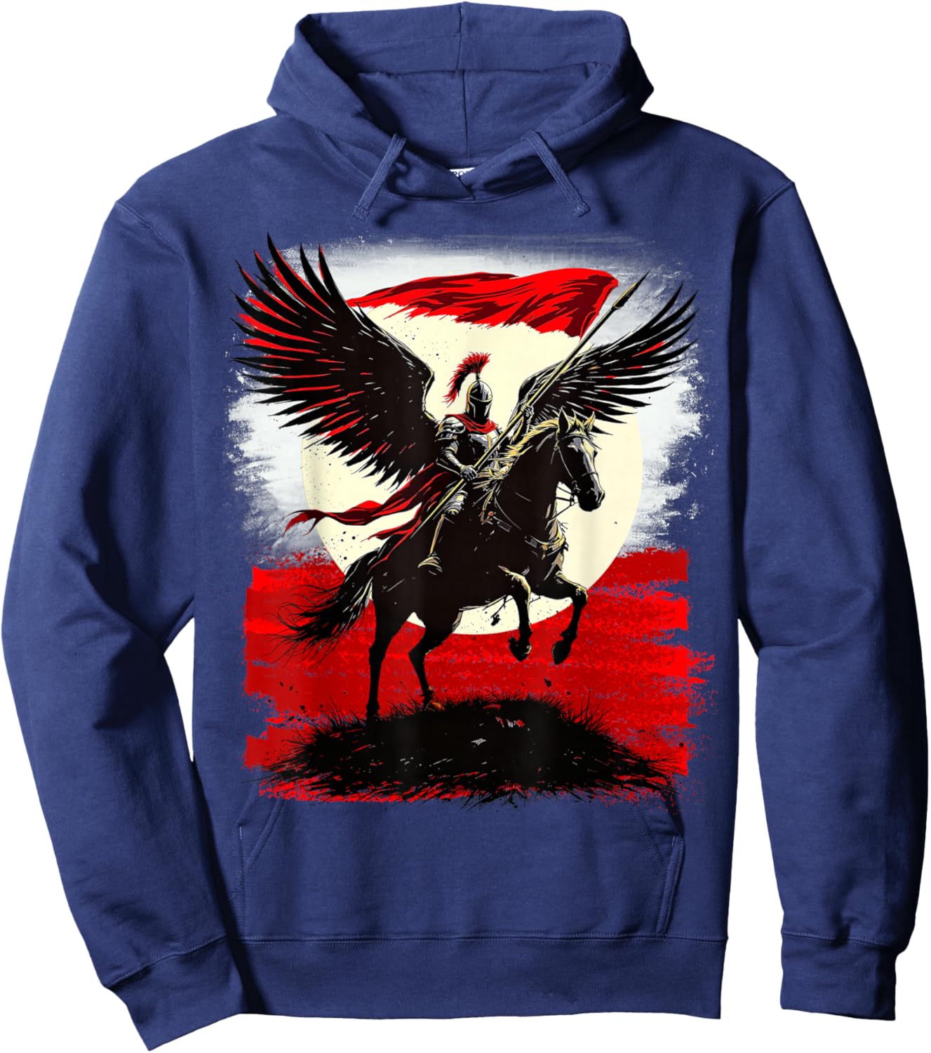 Polish Warrior Winged Hussar Historic Medieval Knight Poland Hoodie - Hoodie | Navy