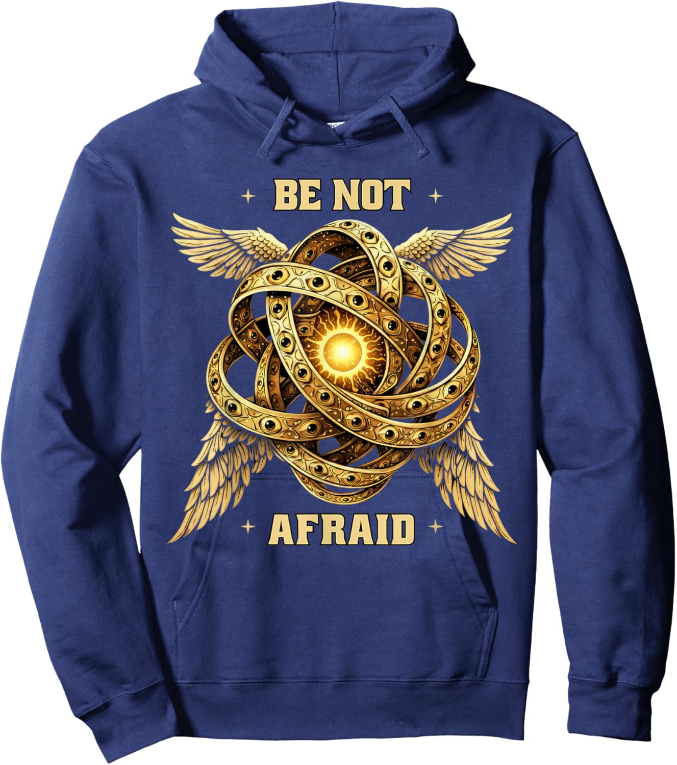 Be not Afraid Biblically Accurate Angel Vintage Ophanim Hoodie - Hoodie | Navy