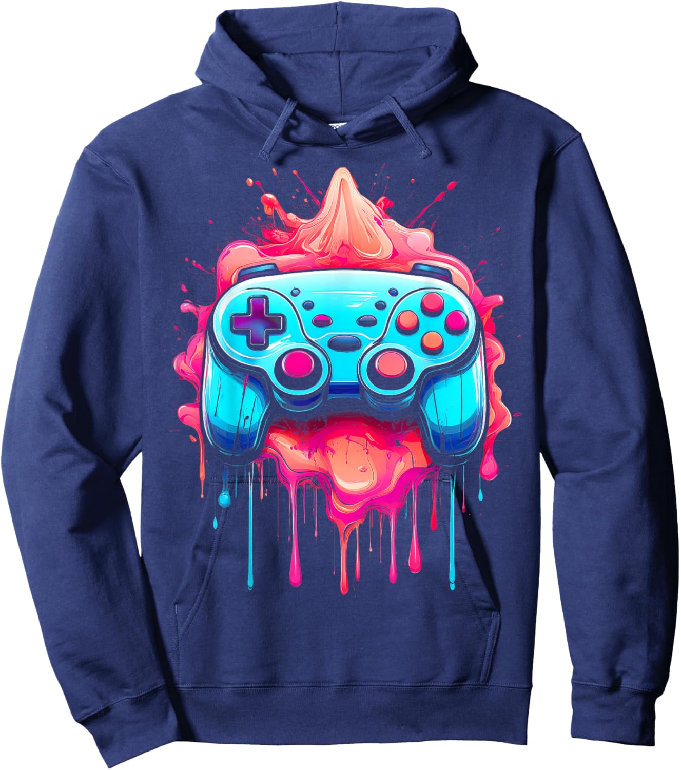 Colorful Gaming Controller Splatter Art Hoodie - Hoodie | Navy