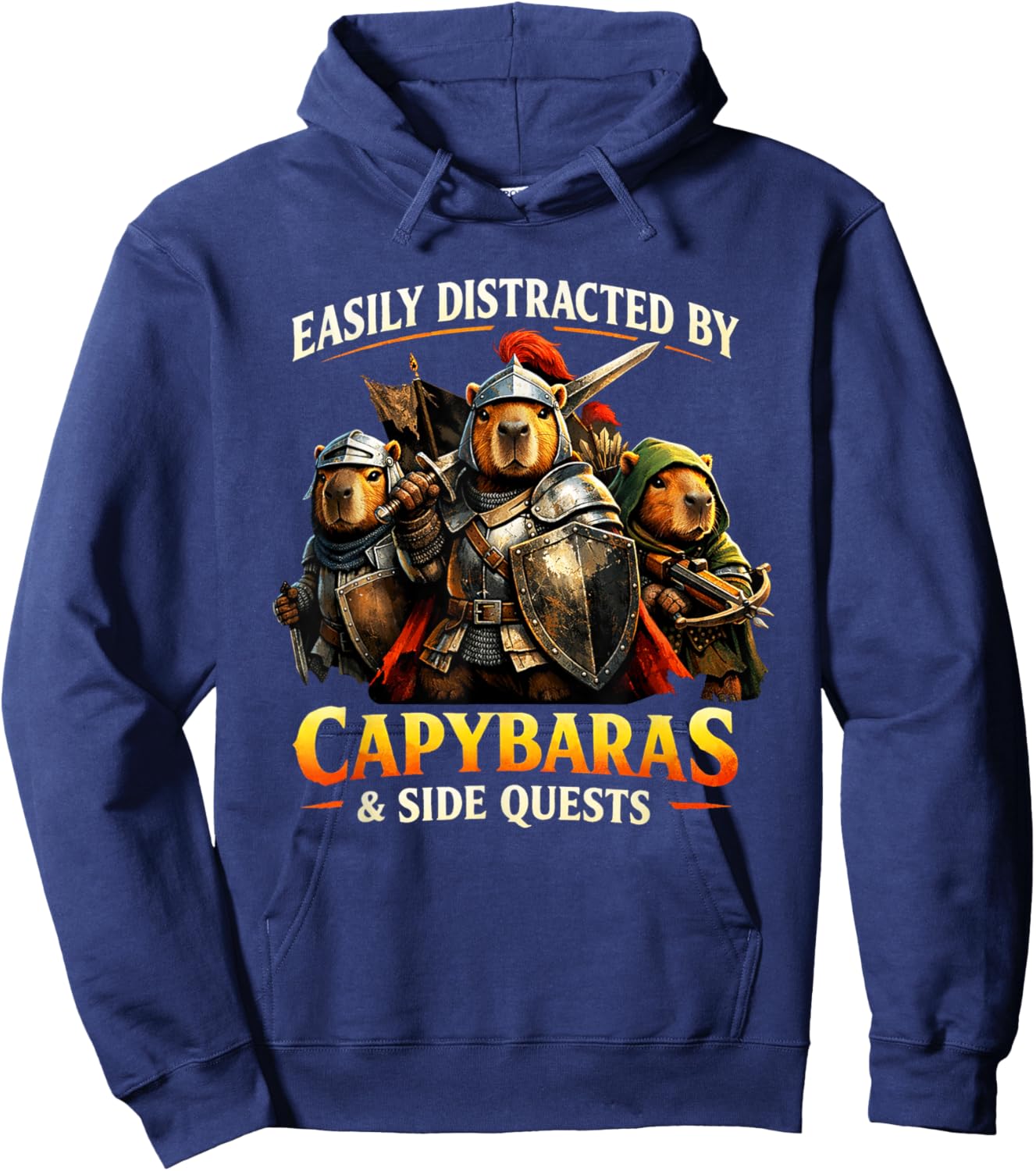 Capybaras and Side Quests Shirt Capybara Lover Men Women Kid Hoodie - Hoodie | Navy
