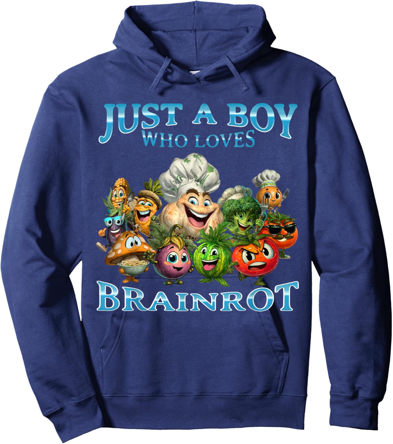 Boy Loves Italian Brainrot Funny Vegetable Weird Veggies Hoodie - Hoodie | Navy