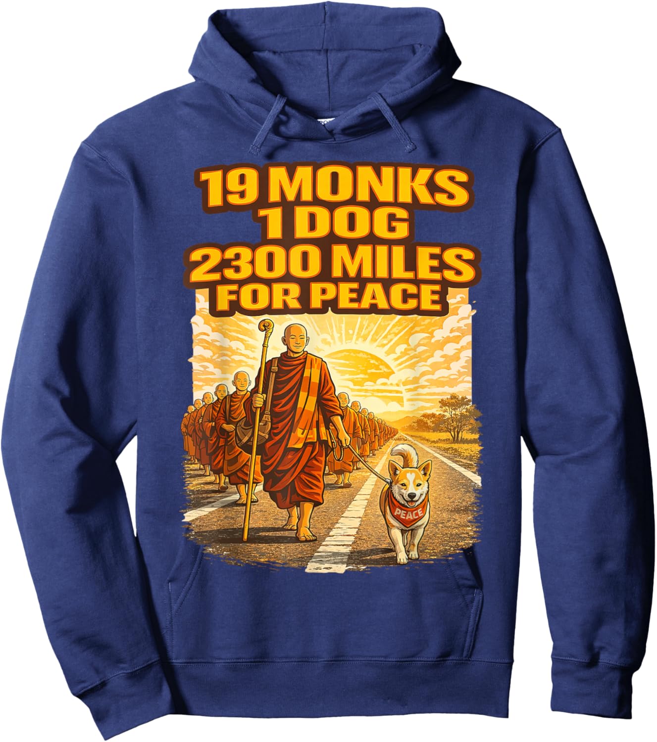 Walk for Peace Buddhist Monks Inspirational Journey Hoodie - Hoodie | Navy