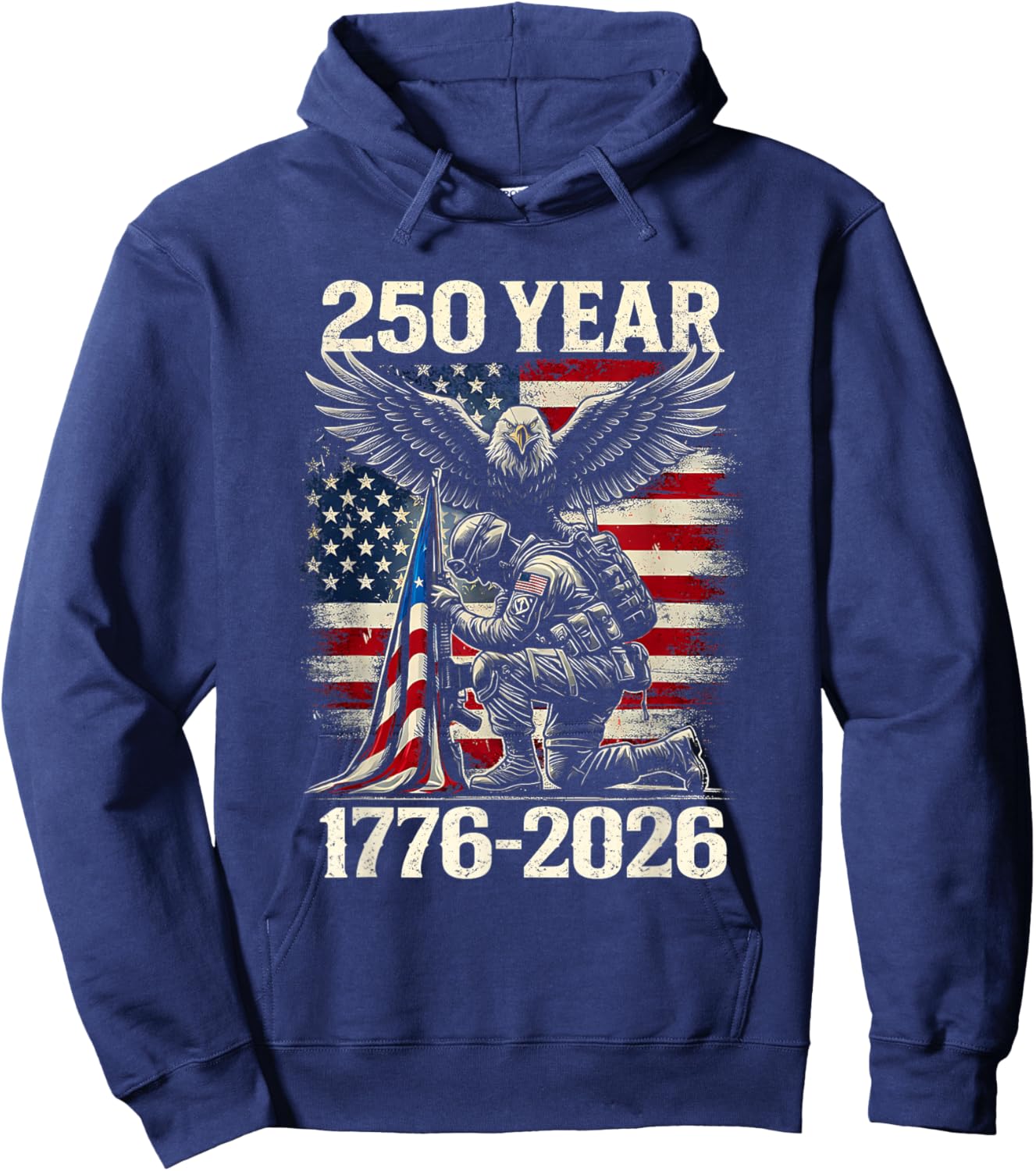 250 Years 1776 2026 250th Vintage 4th July Independence Day Hoodie - Hoodie | Navy
