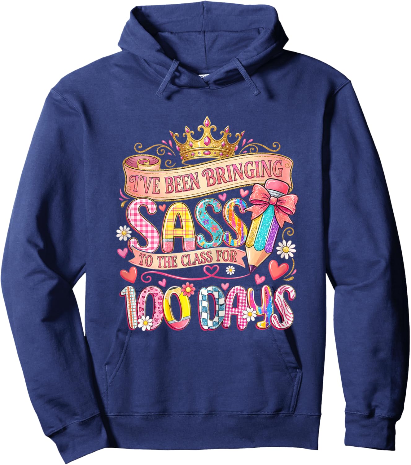 Bringing Sass to The Class 100 Days of School Girl Hoodie - Hoodie | Navy