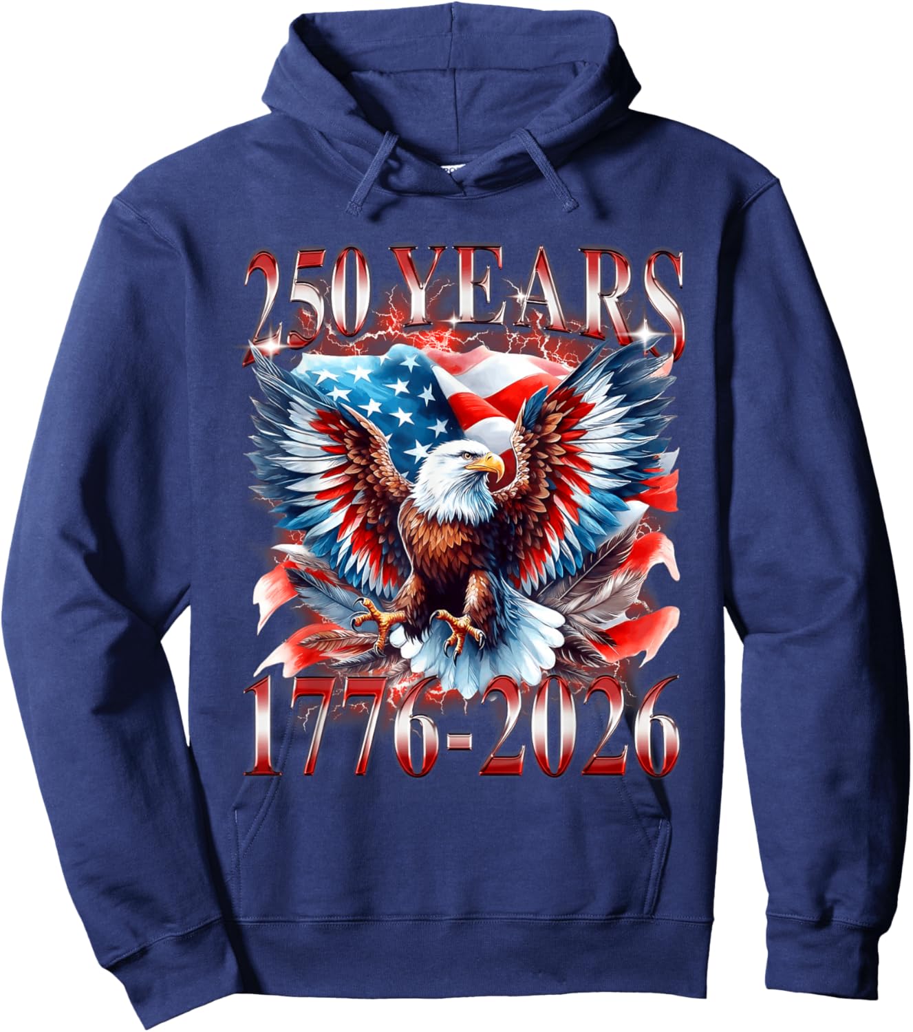 Eagle and Flag 250 Years 1776-2026 250th Birthday Hoodie - Hoodie | Navy