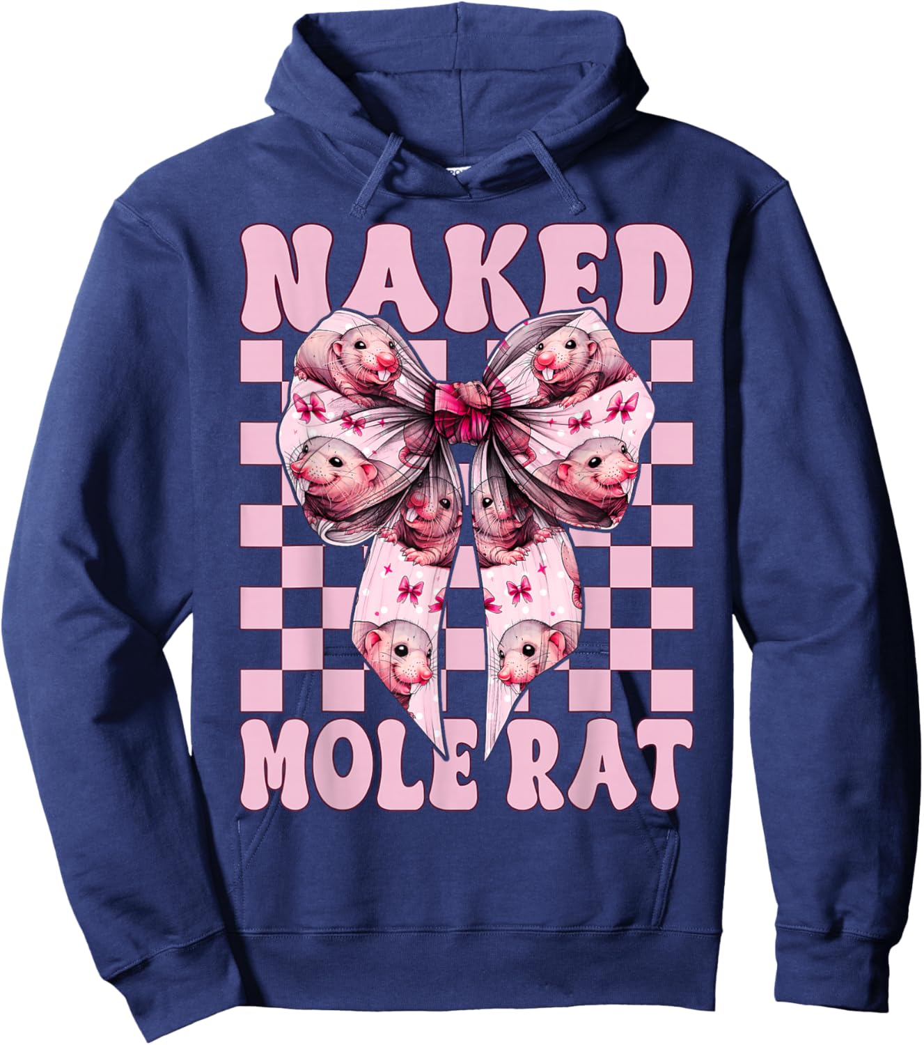 Naked Mole Rat Funny Animal Girl Mom Coquette Bow Hoodie - Hoodie | Navy