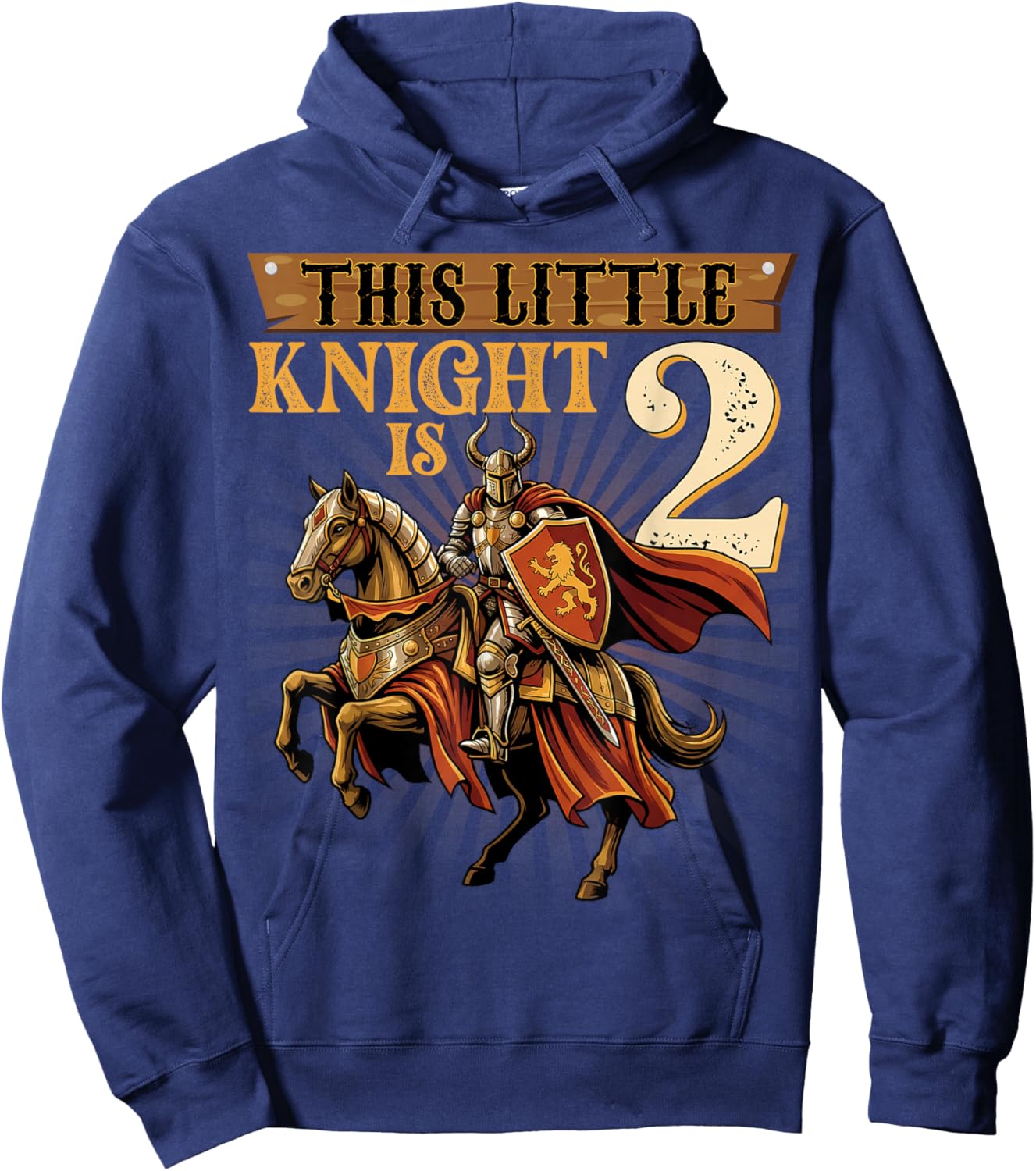 Knight Birthday 2 Years Old Boys 2nd Knight Birthday Party Hoodie - Hoodie | Navy