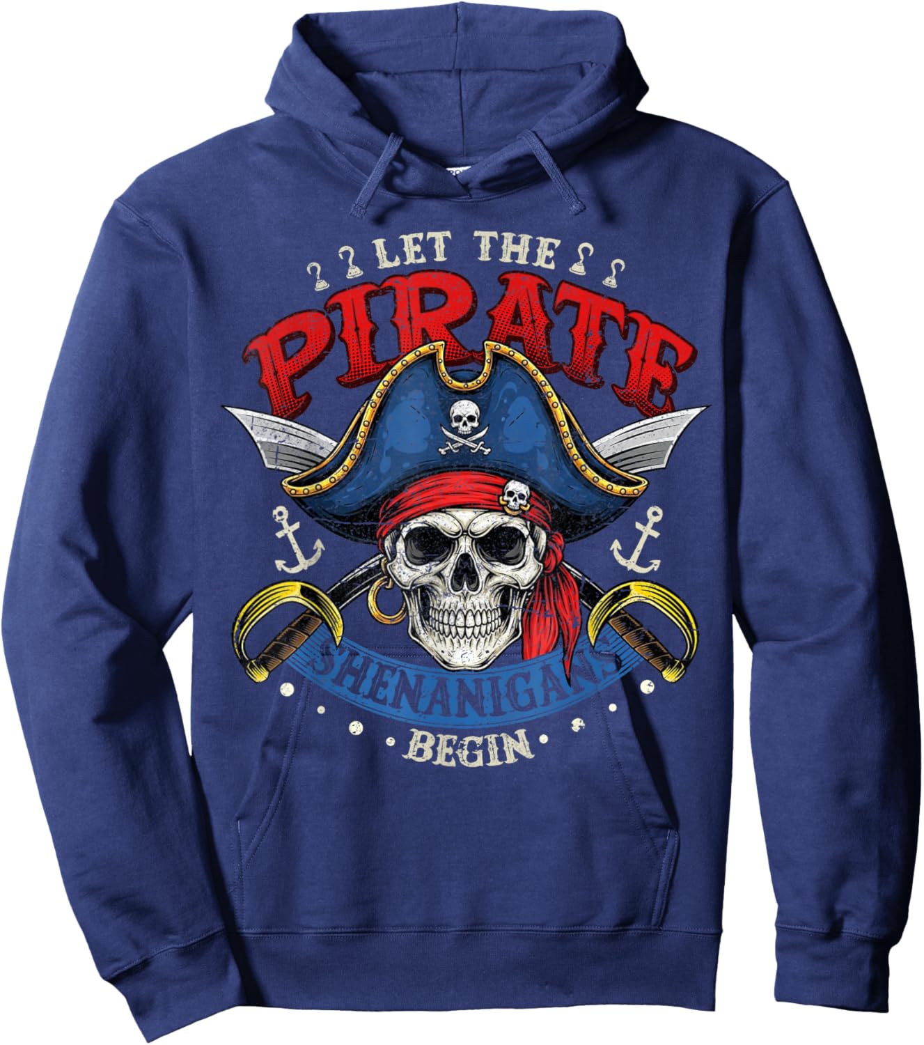 Halloween Shirt Funny Skull Let The Pirate Shenanigans Begin Hoodie - Hoodie | Navy
