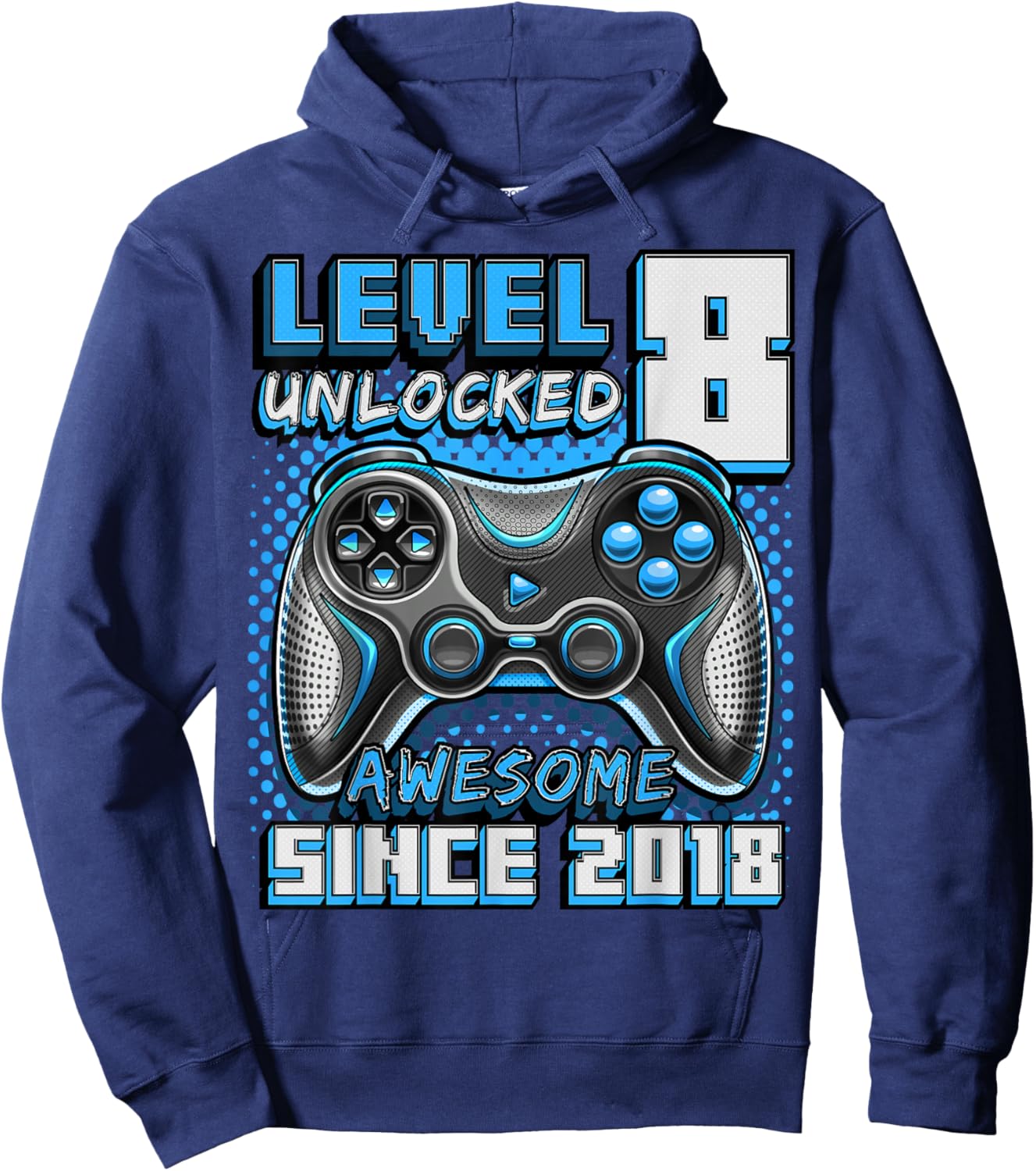 Level 8 Unlocked Birthday Boy Gamer 8th Video Game 2018 Hoodie - Hoodie | Navy