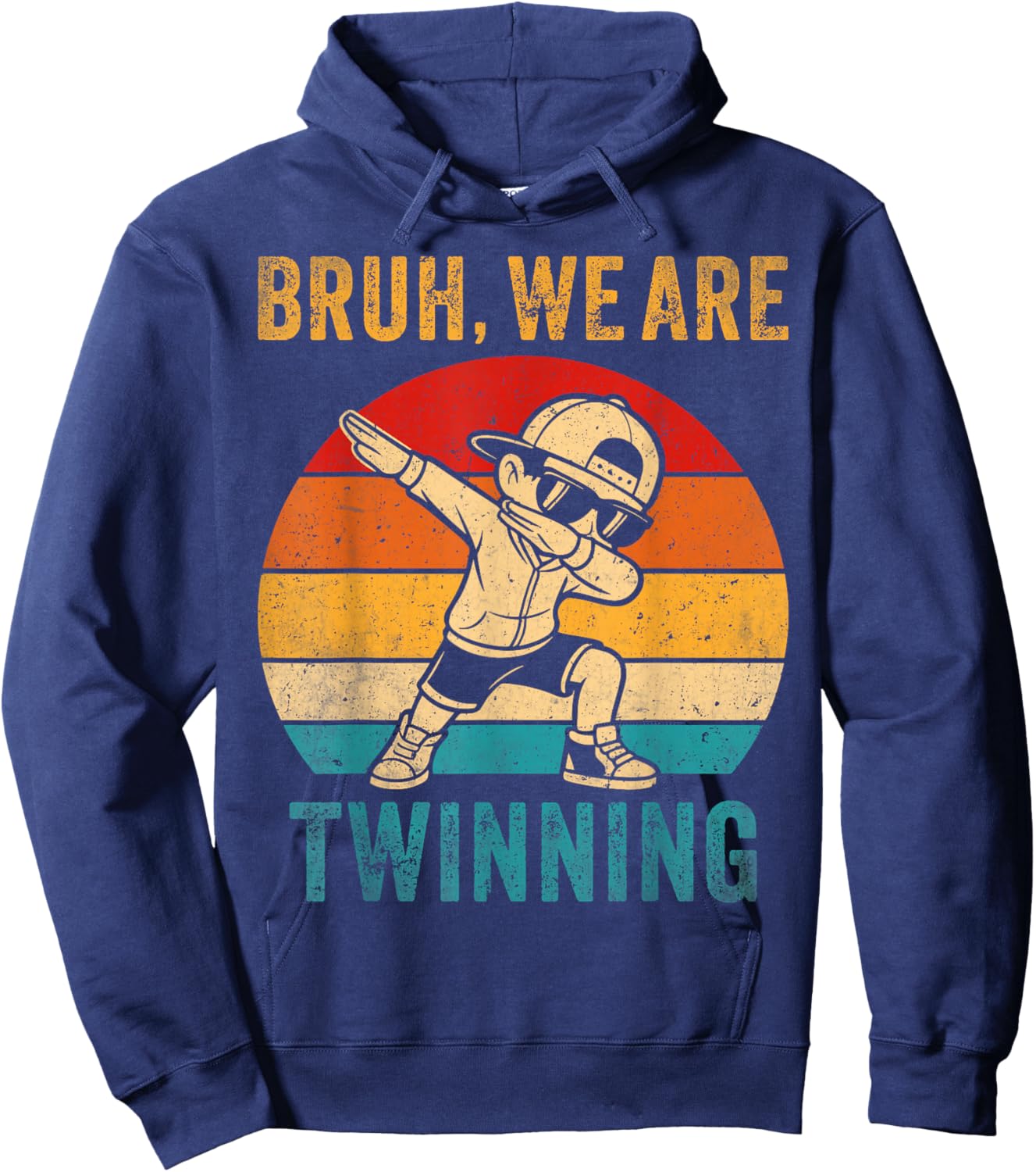 Bruh We are Twinning Kids Boys Funny Twin Day Dabbing Boy Hoodie - Hoodie | Navy
