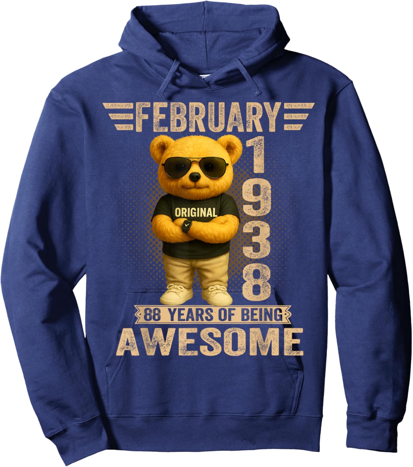 88 Year Old February 1938 Teddy Bear 88th Birthday Men Women Hoodie - Hoodie | Navy