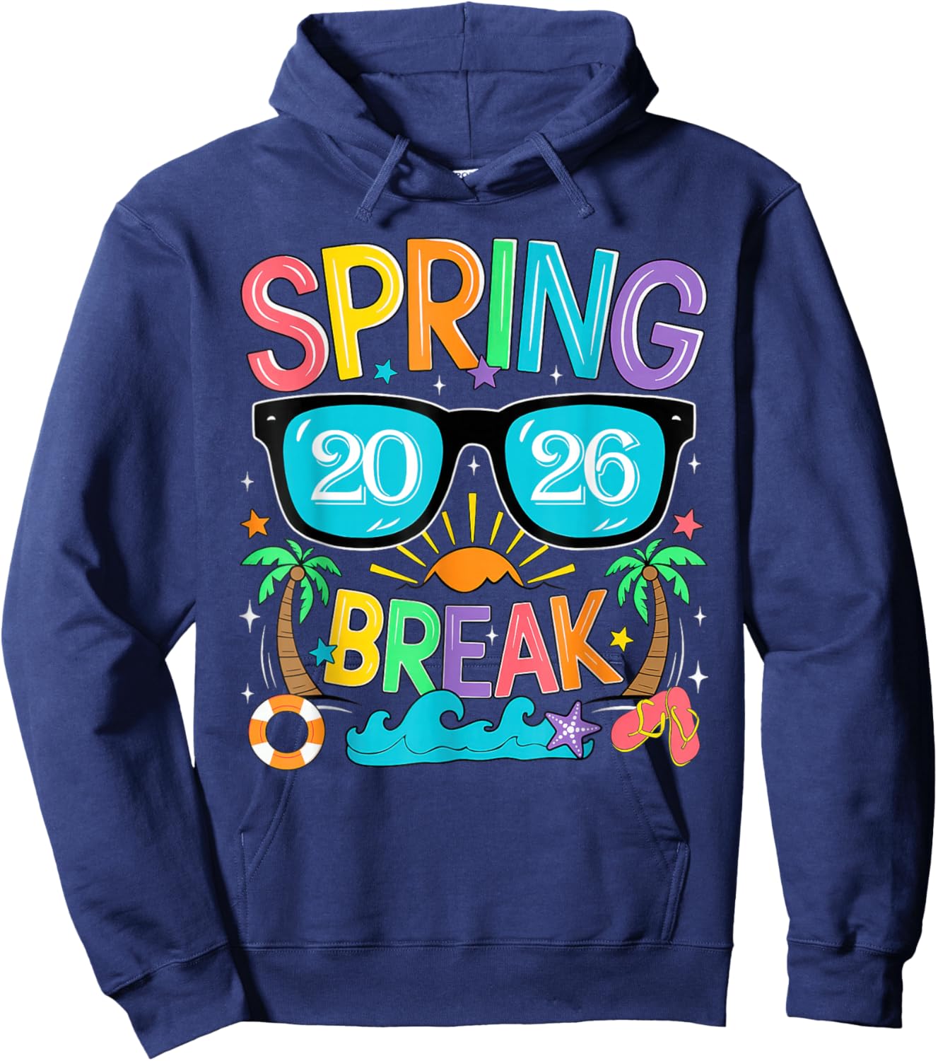 Aesthetic Spring Break 2026 Family Vacation Squad Graphic Hoodie - Hoodie | Navy
